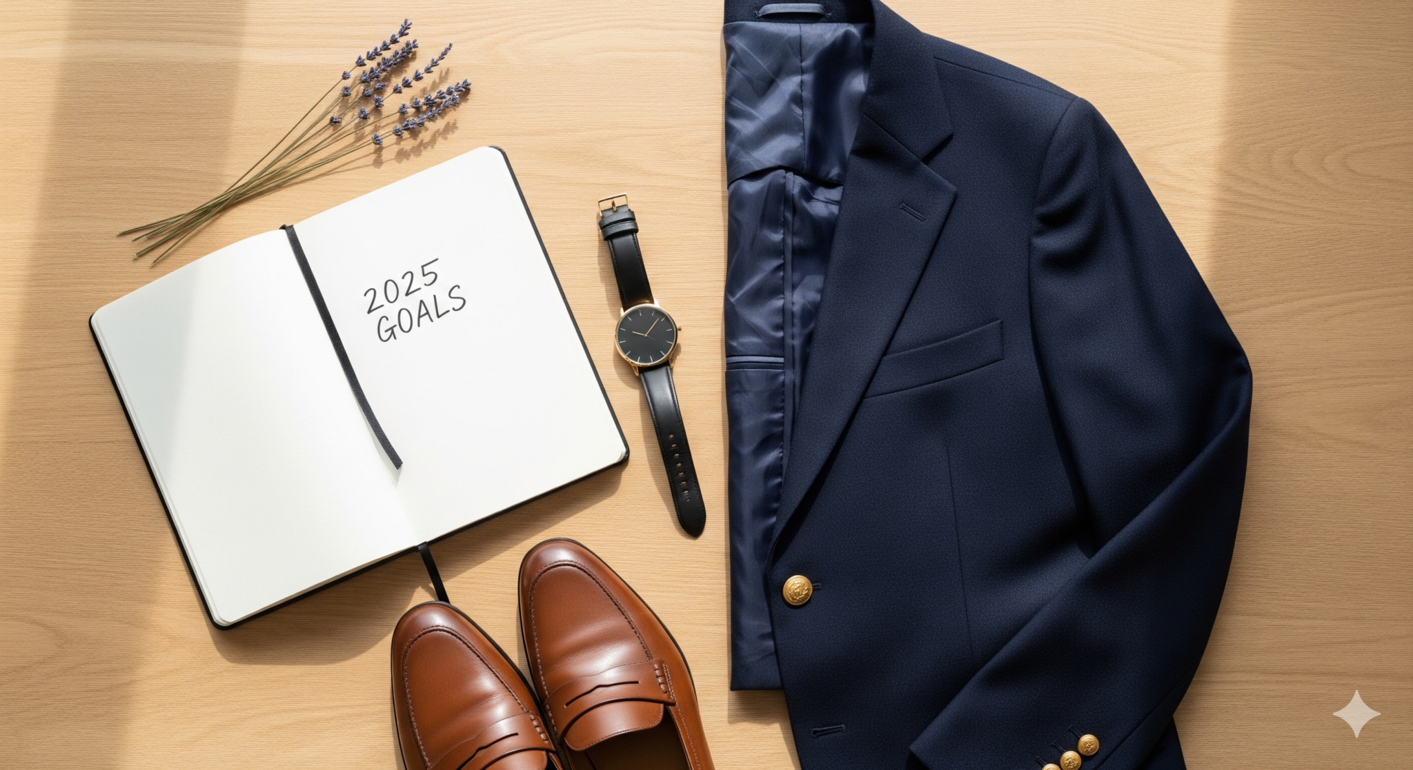 Collage of curated wardrobe pieces and accessories for a 2025 personal transformation challenge kit