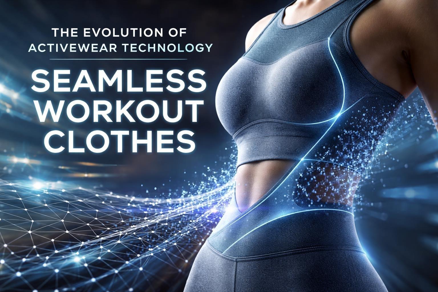 Seamless workout clothes technology showing advanced knit fabric with no seams for enhanced comfort and performance