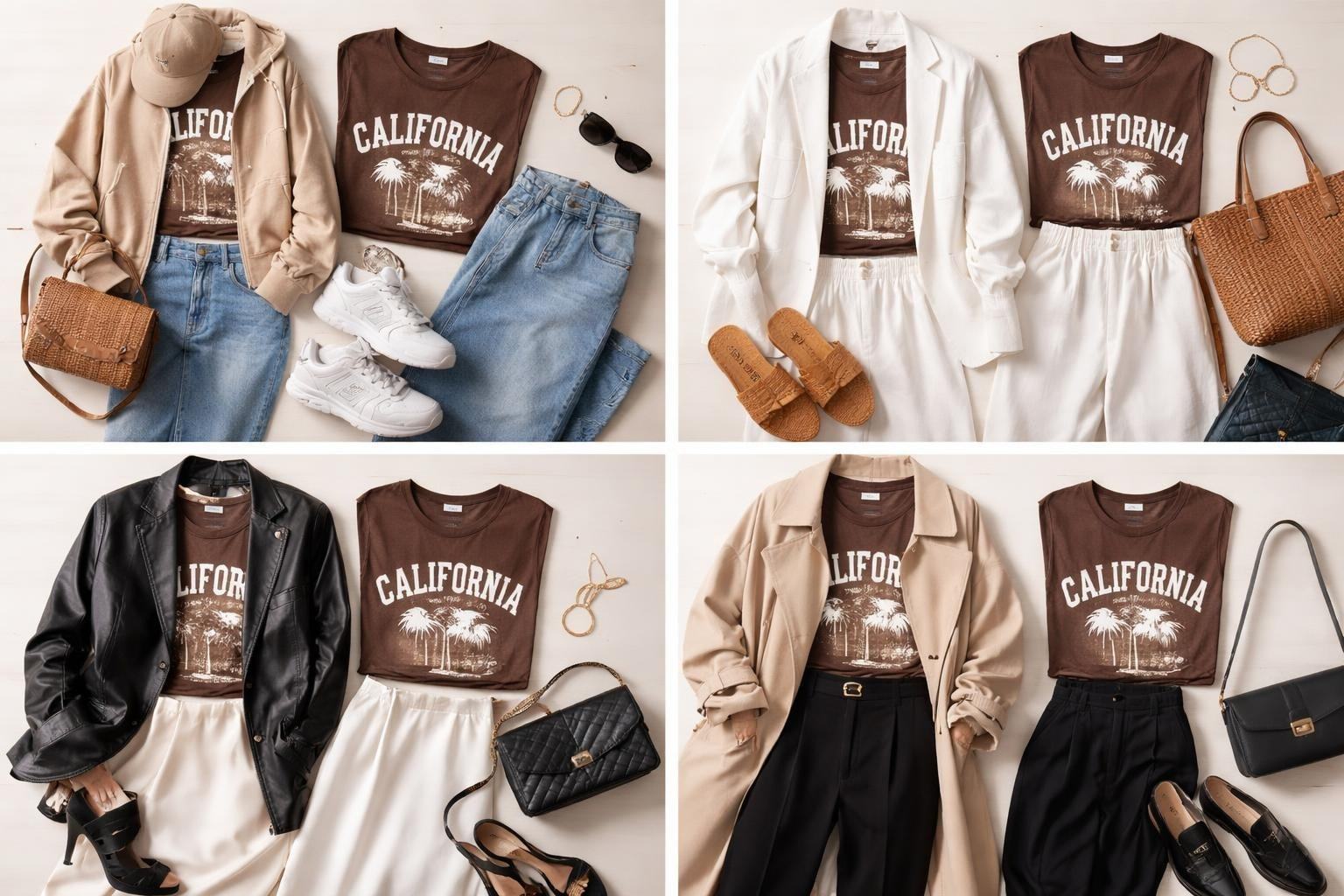 Brown and white graphic tee showcasing versatile casual style and color psychology.
