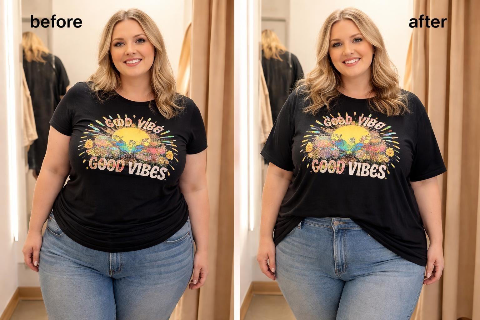 Body measurement guide for plus size clothing infographic showing key sizing points