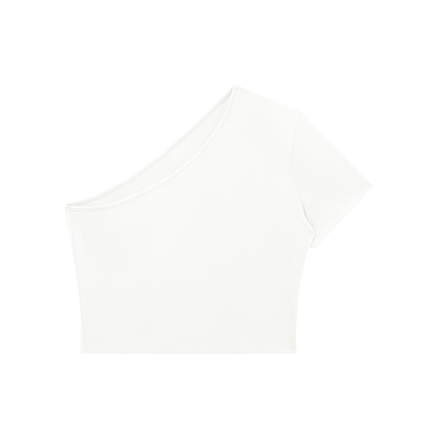 Women's one-shoulder crop t-shirt with short sleeve and asymmetrical design in cotton blend fabric