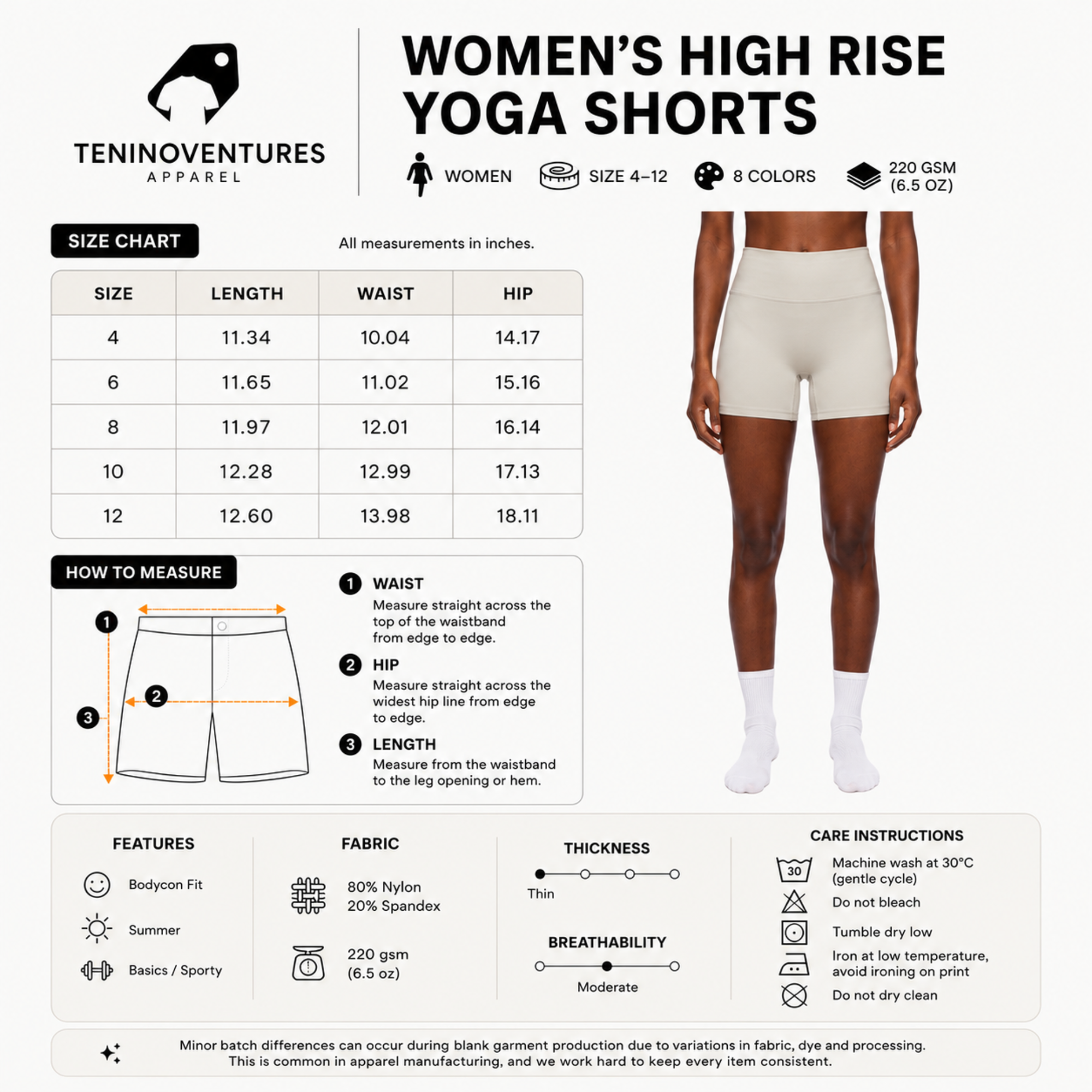 Women’s high rise nylon spandex yoga shorts with bodycon fit for workouts and casual wear