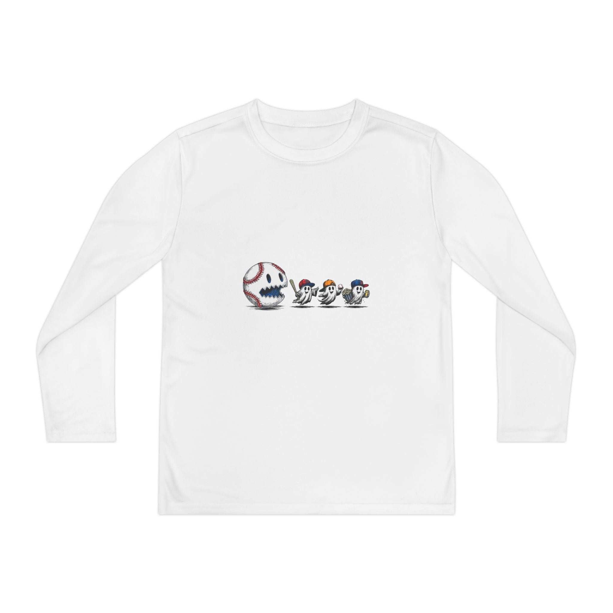 Spooky Baseball Ghosts Youth Sport-Tek Competitor Long-Sleeve Tee