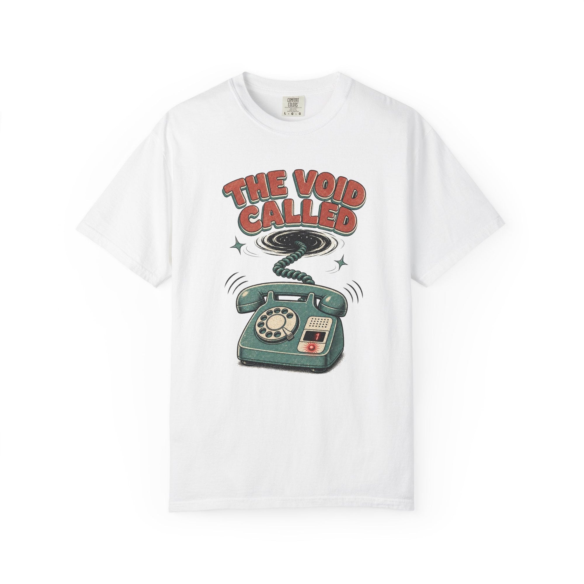 Vintage Telephone T-Shirt with rotary phone graphic and smoky line on soft garment-dyed fabric