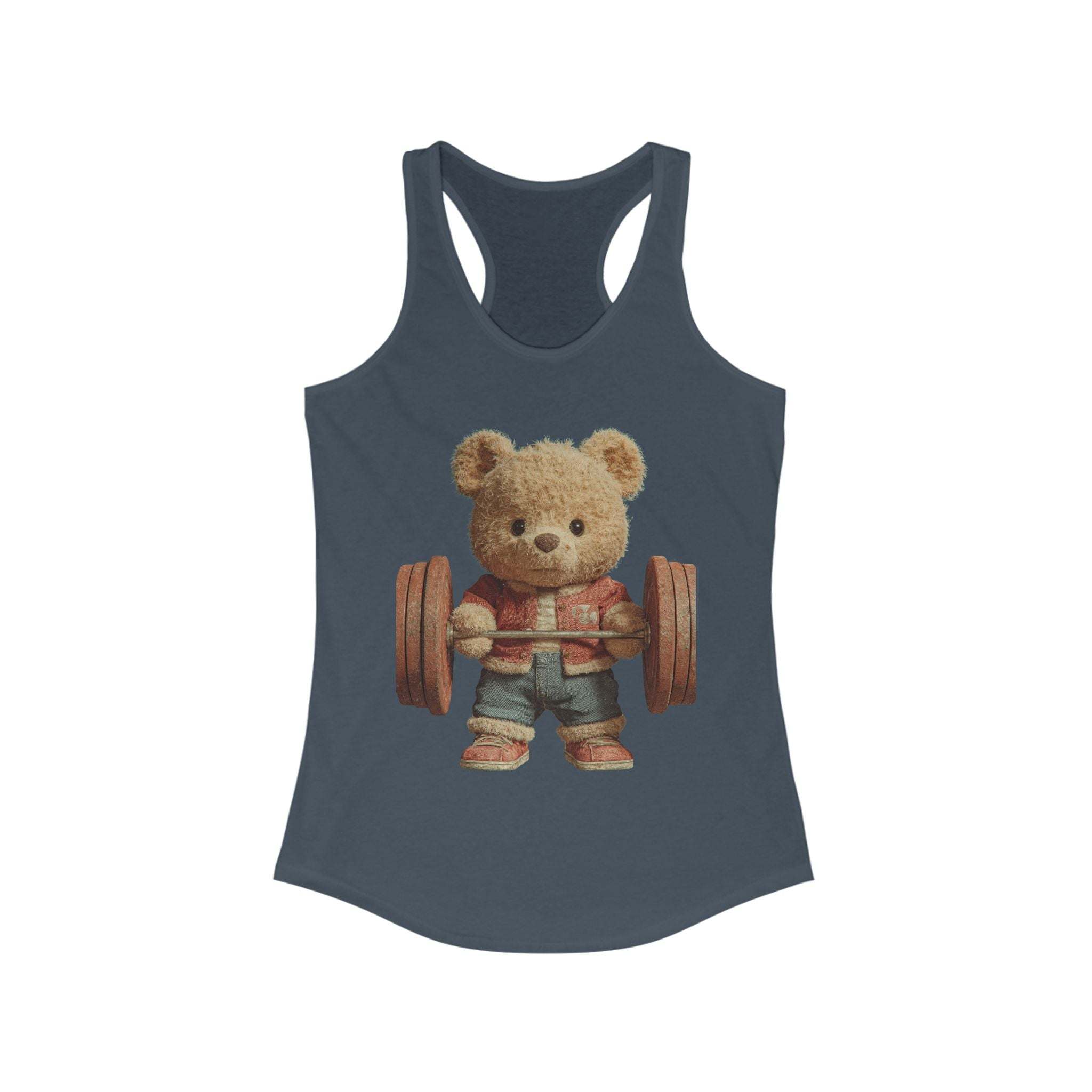 Women's Tank Top - Cute Weightlifting Teddy Bear Design