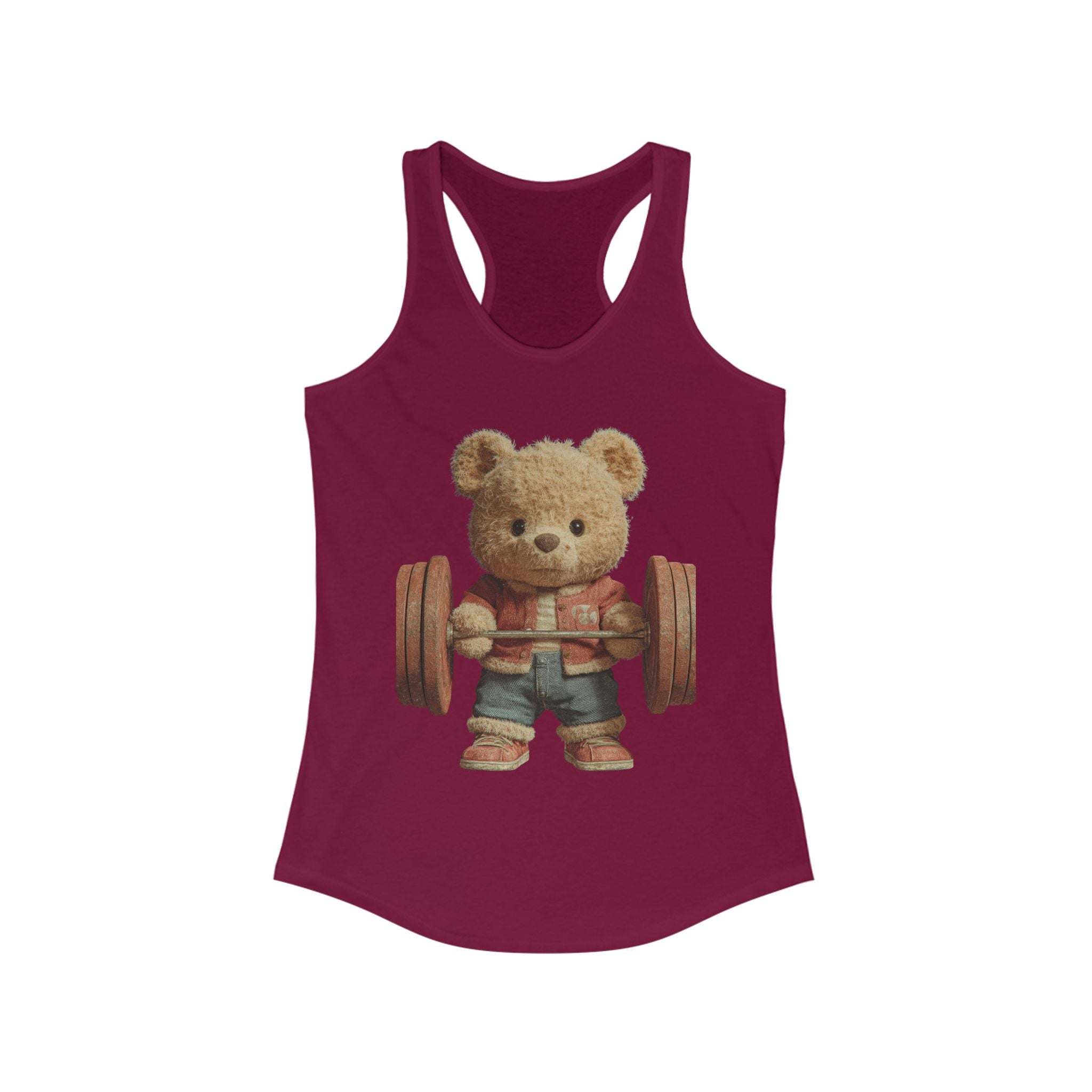 Women's Tank Top - Cute Weightlifting Teddy Bear Design