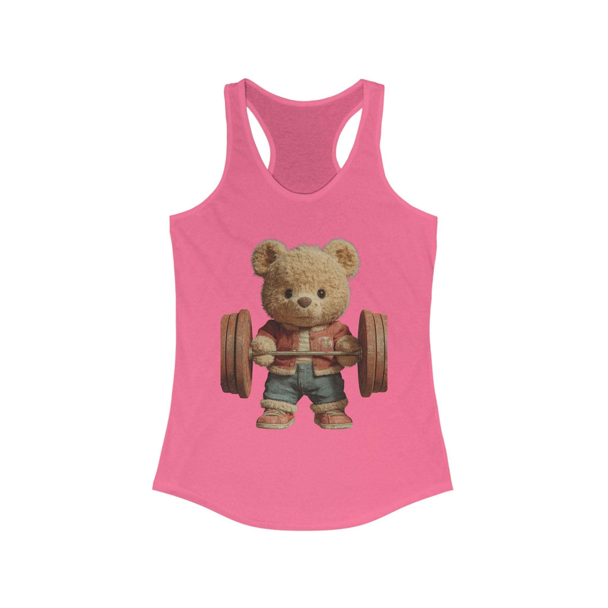 Women's Tank Top - Cute Weightlifting Teddy Bear Design