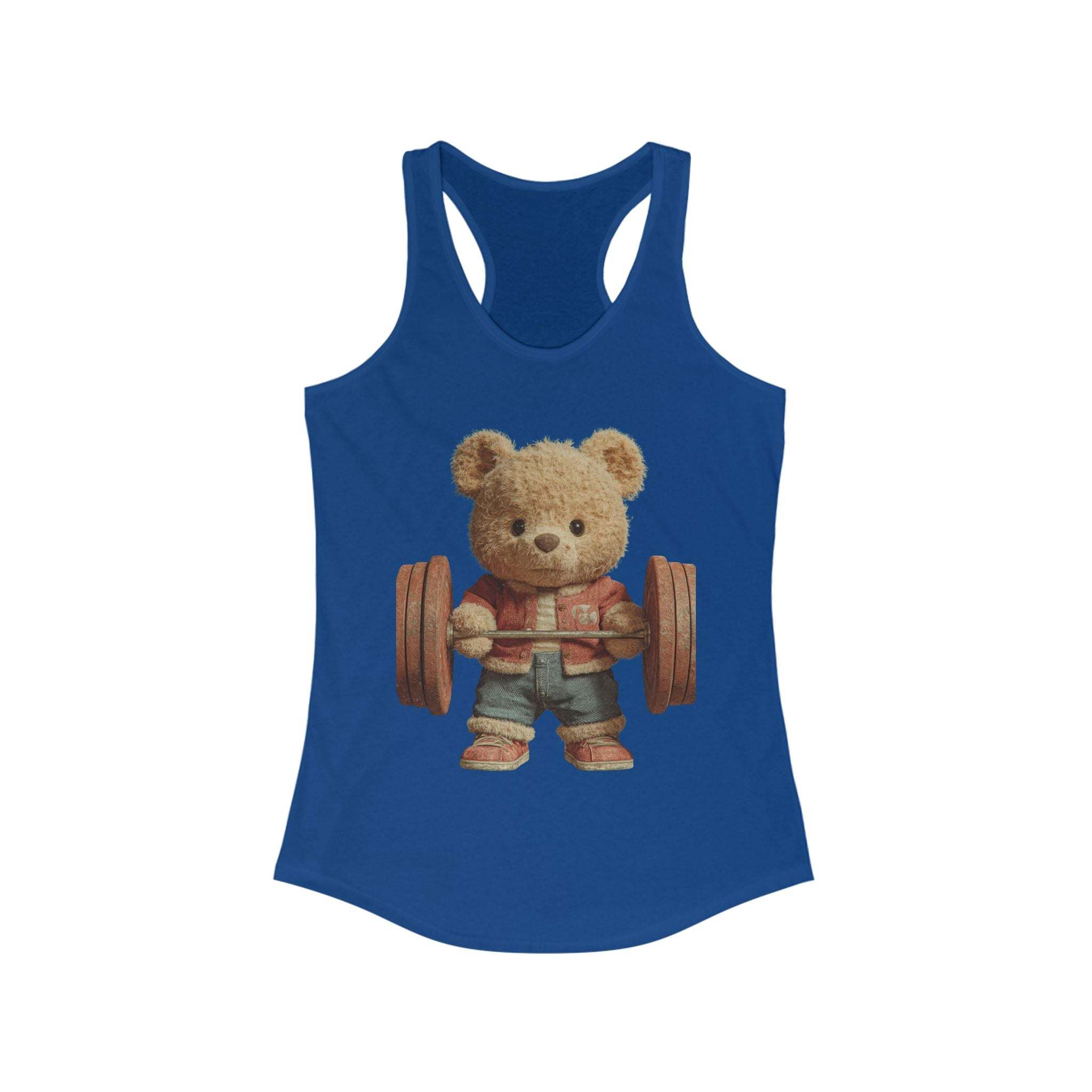 Women's Tank Top - Cute Weightlifting Teddy Bear Design