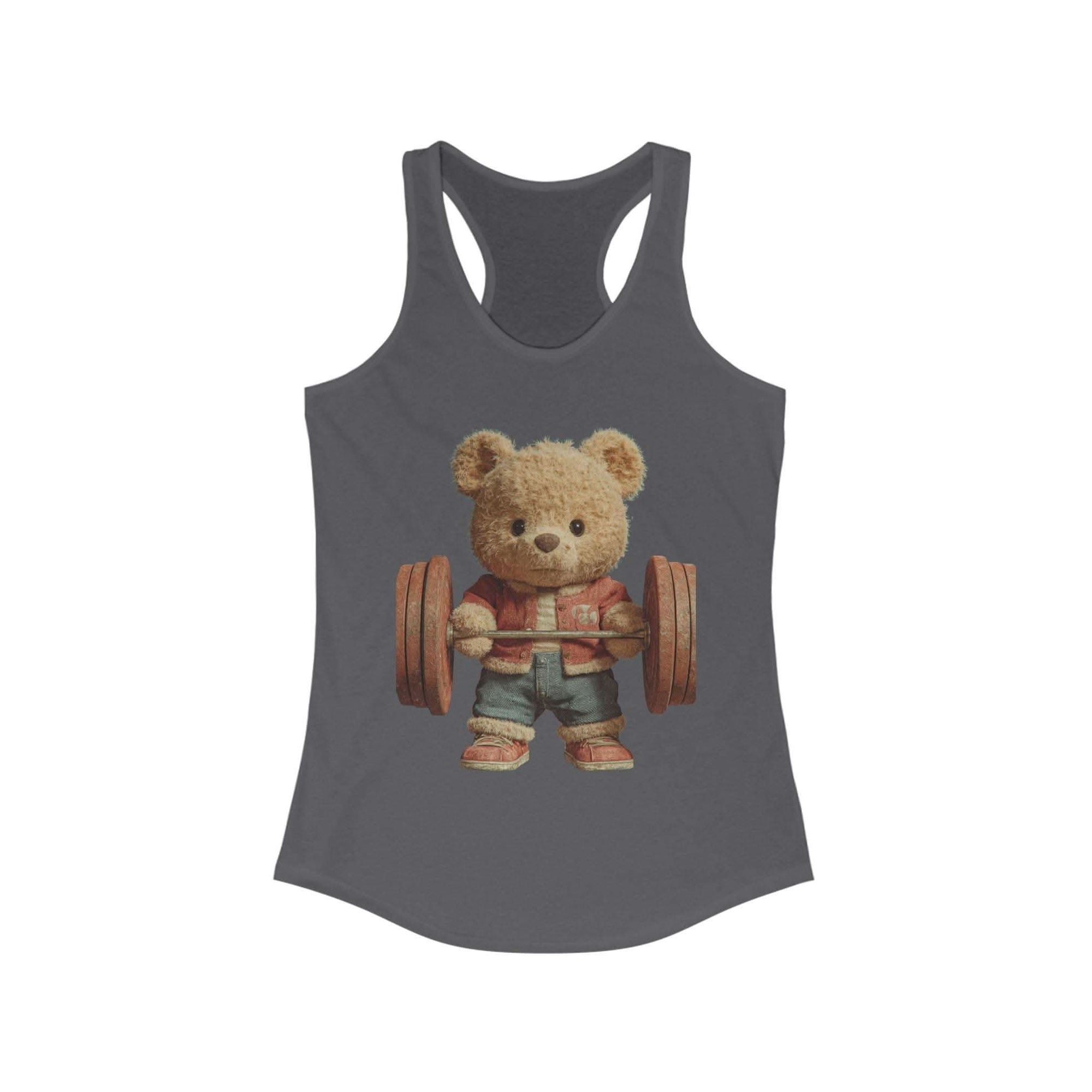 Womens Tank Top - Cute Weightlifting Teddy Bear Design for Active Women.