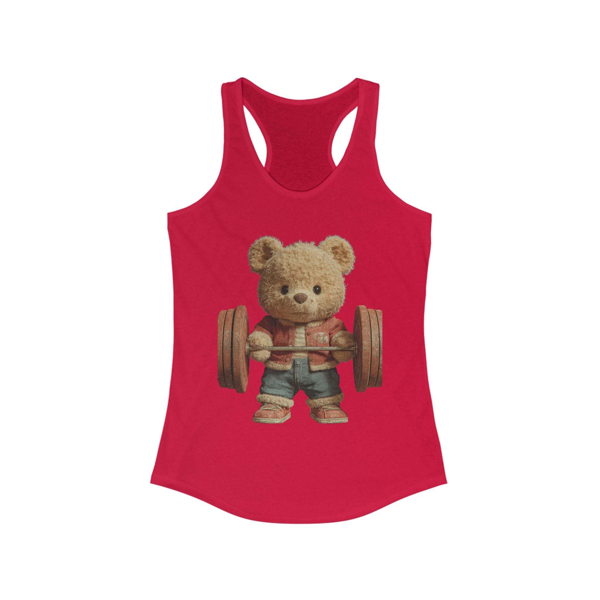Women's Tank Top - Cute Weightlifting Teddy Bear Design
