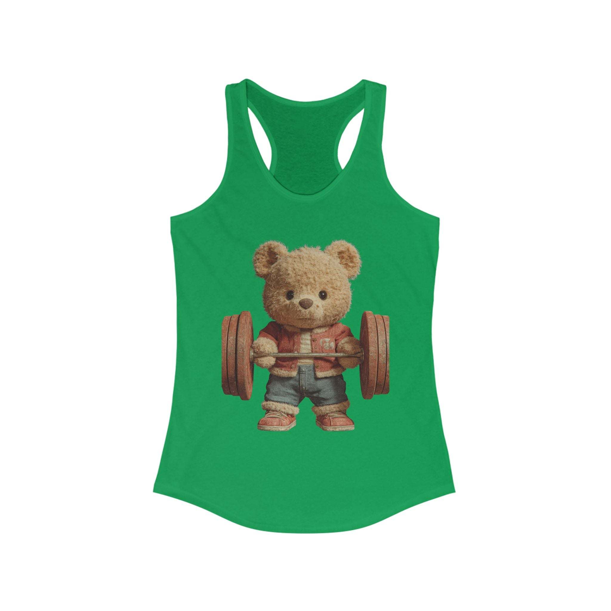Women's Tank Top - Cute Weightlifting Teddy Bear Design
