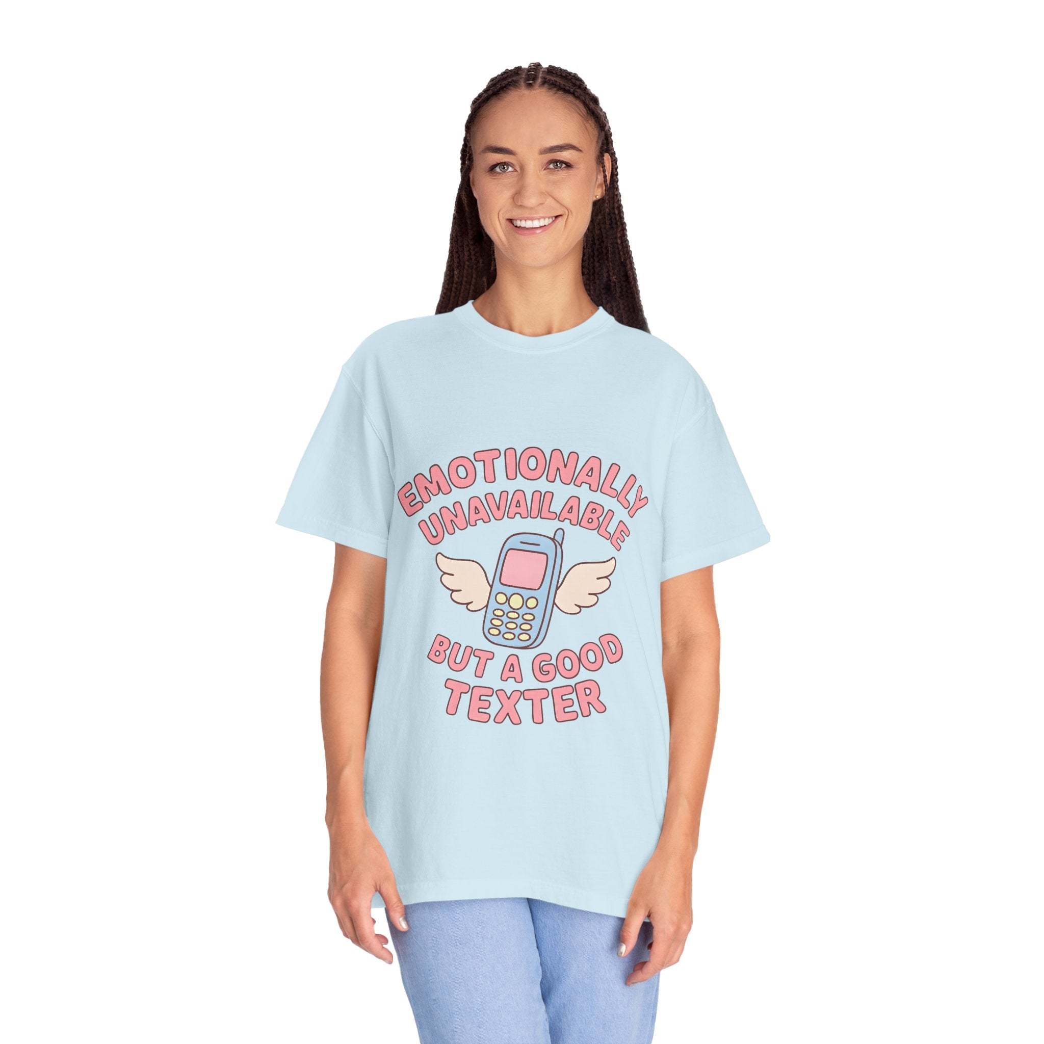 Emotionally Unavailable But A Good Texter T-shirt, Funny Graphic Tee, Introvert Shirt, Sarcasm Tee, Sarcastic Statement Top