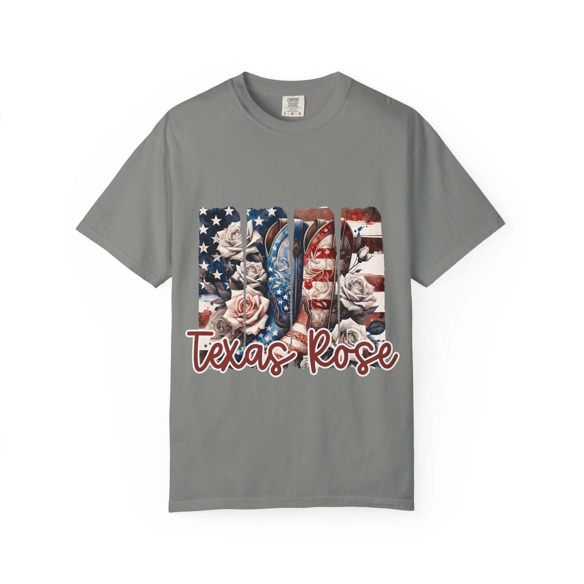 Texas Rose T-Shirt with faded hue and relaxed fit inspired by Texas wild rose