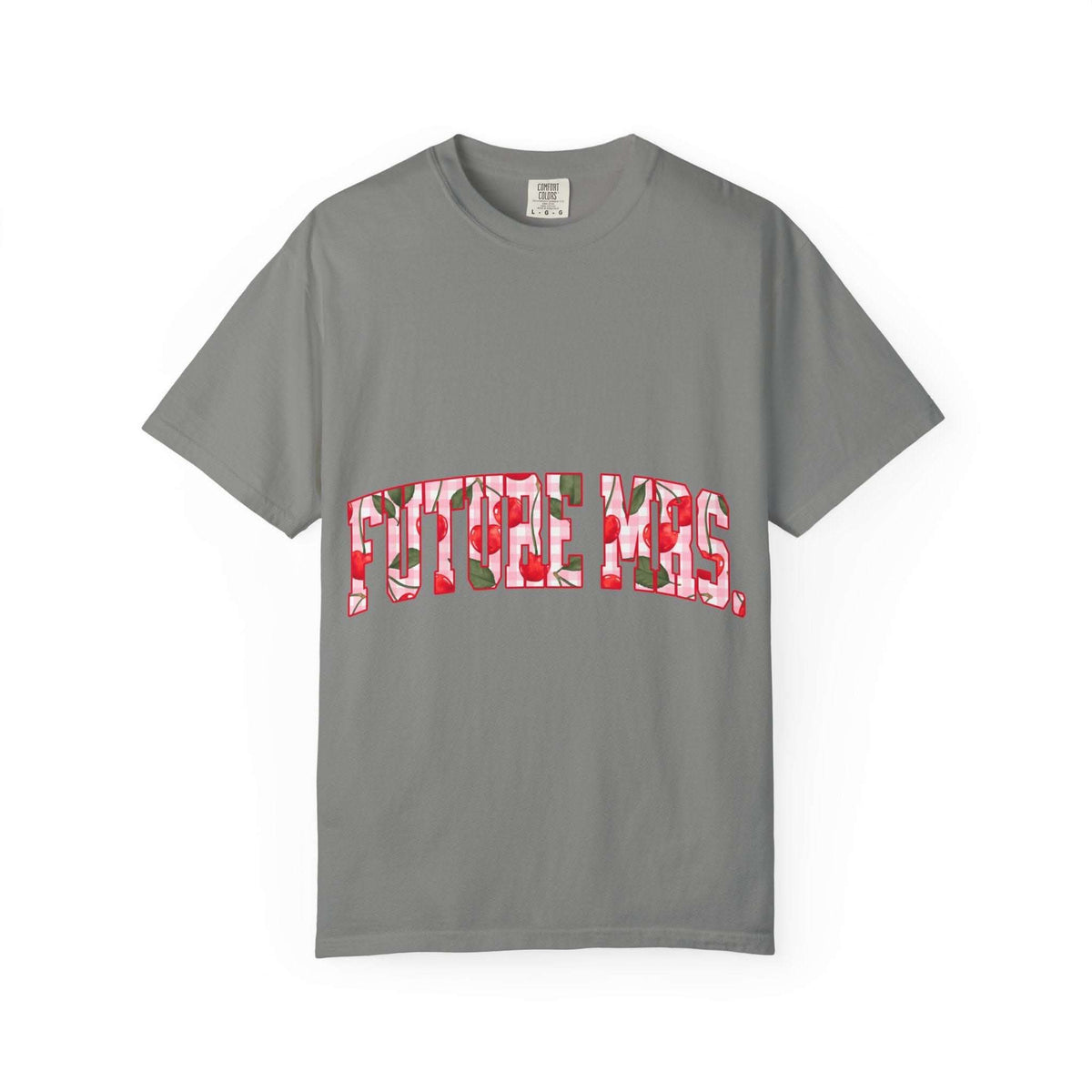 Future Mrs Cherry T-Shirt in muted colors with relaxed fit for brides-to-be