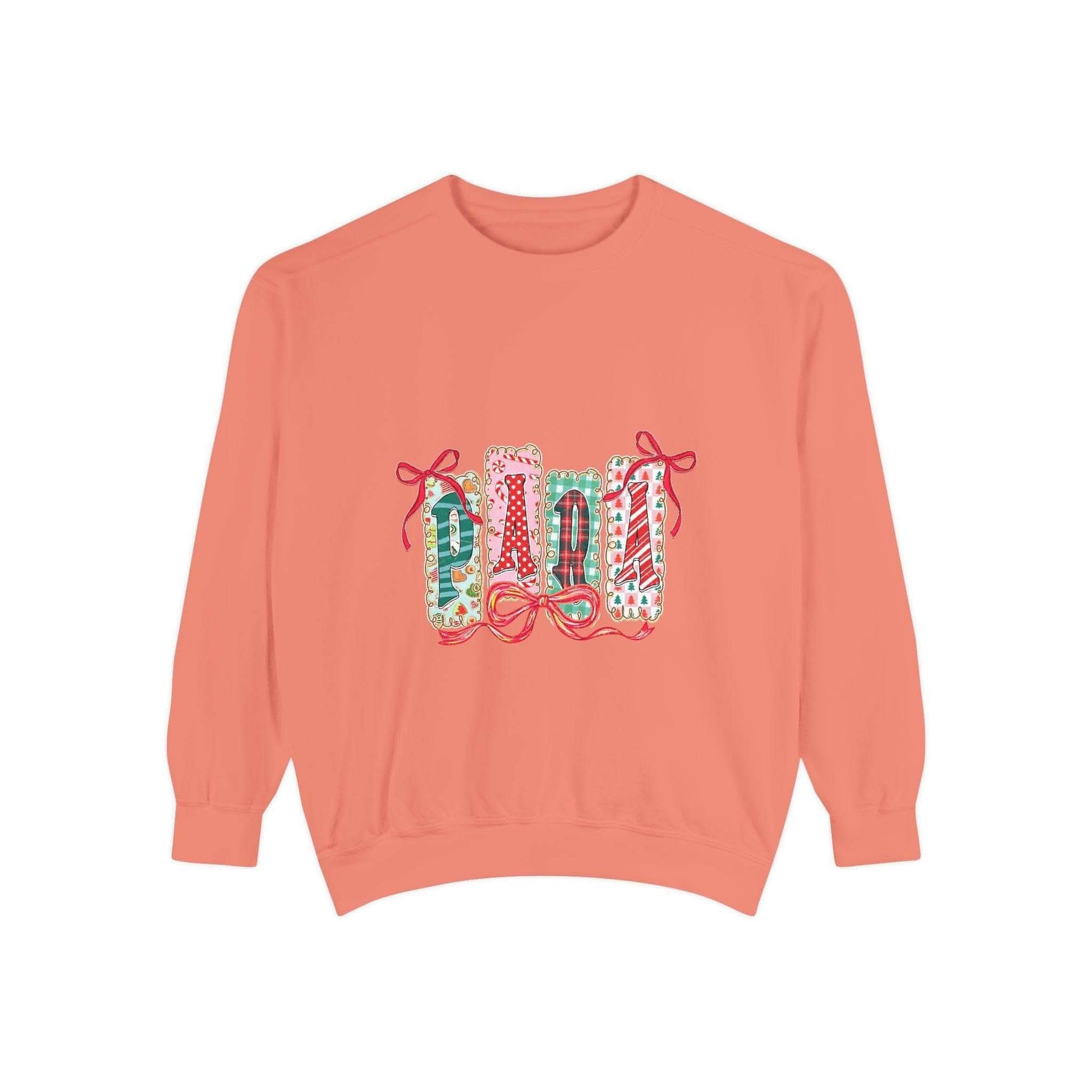Preppy Christmas sweatshirt in butter color, perfect holiday gift for teachers or para educators, by Printify.
