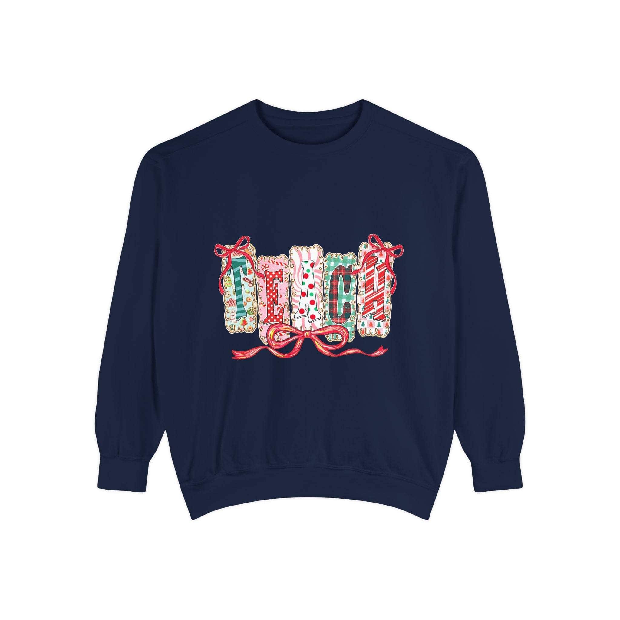 Pepper-colored sweatshirt with a preppy design, ideal for Christmas gifts, from Printify, available in sizes S, M, L.