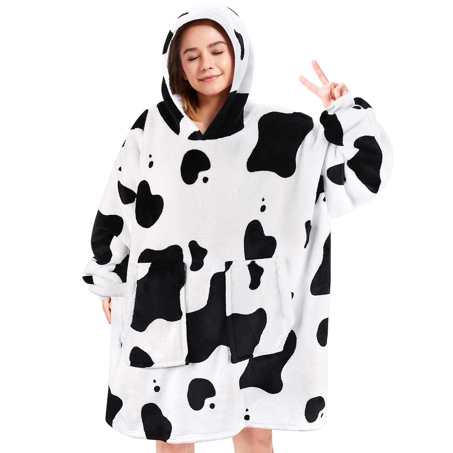 Cozy oversized wearable blanket hoodie in soft fleece fabric for warmth and comfort