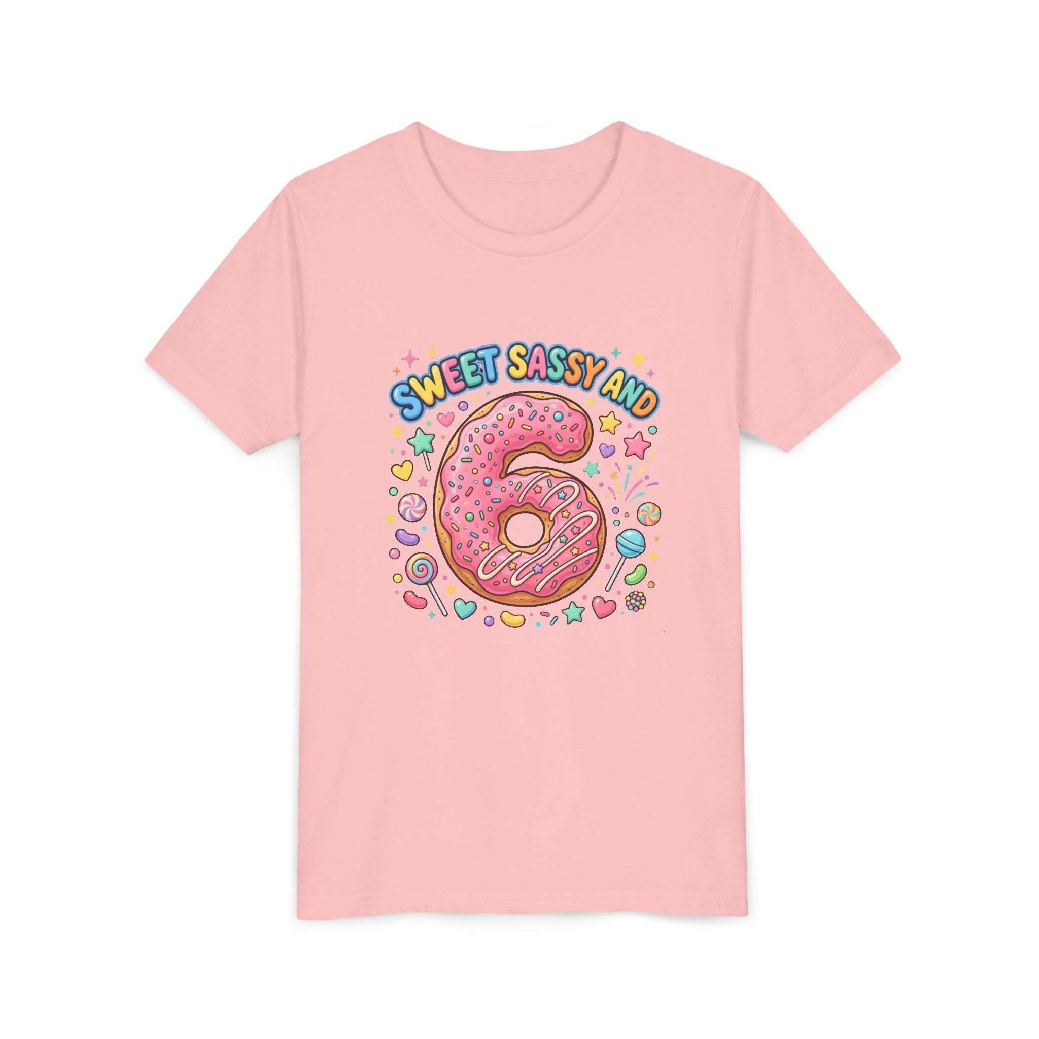 Sweet Sassy and 6 Youth Tee | Donut Number Six Birthday Shirt