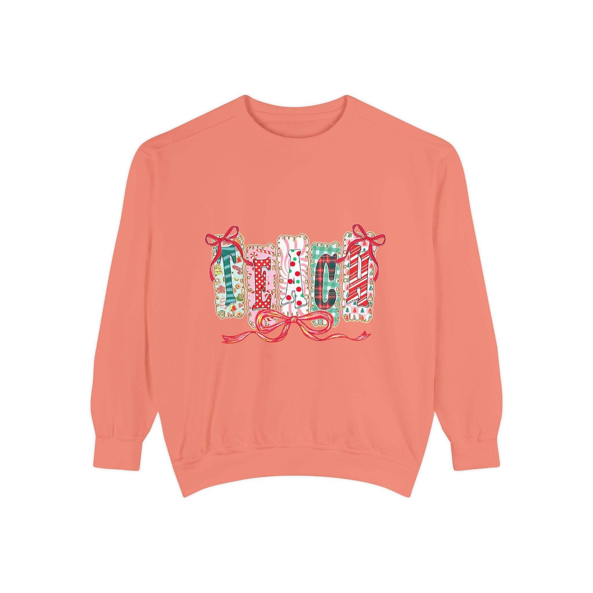 Pepper-colored sweatshirt with a preppy design, ideal for Christmas gifts, from Printify, available in sizes S, M, L.