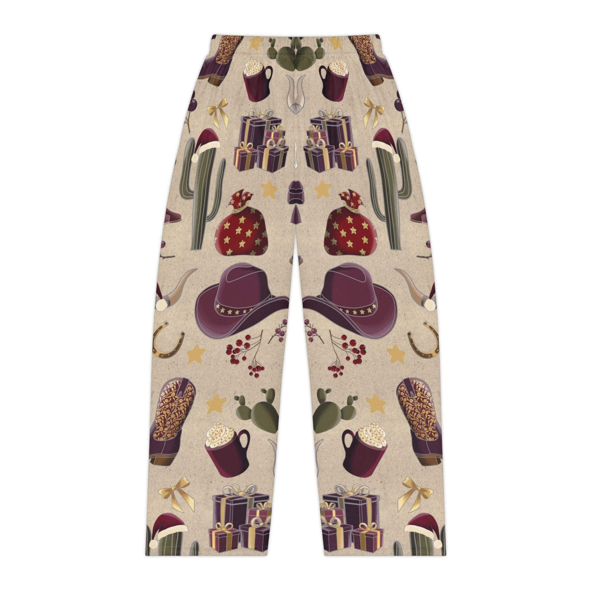 Women's Cowgirl Christmas Pajama Pants in festive western print, soft brushed polyester, breathable and cozy for holiday lounging