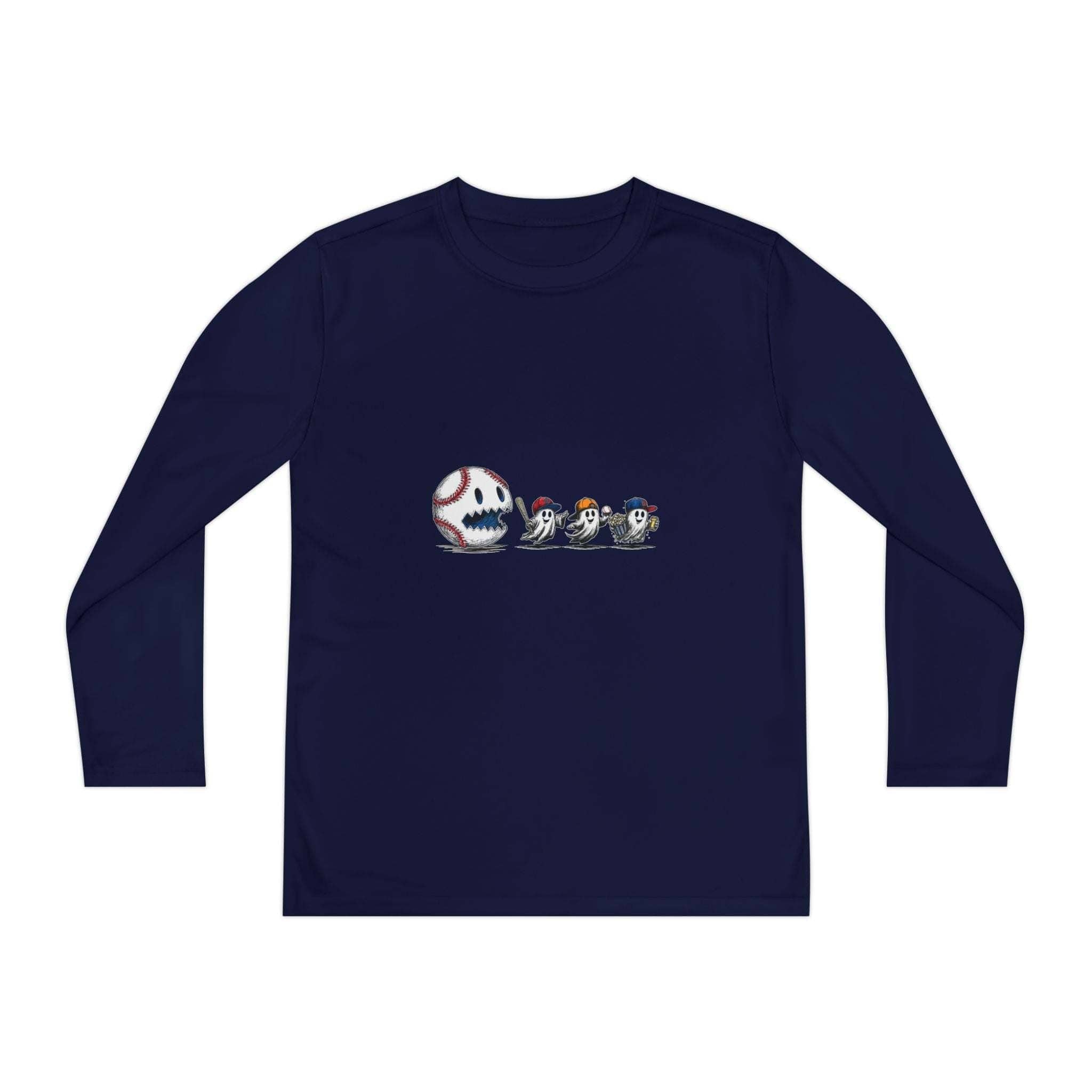 Spooky Baseball Ghosts Youth Sport-Tek Competitor Long-Sleeve Tee