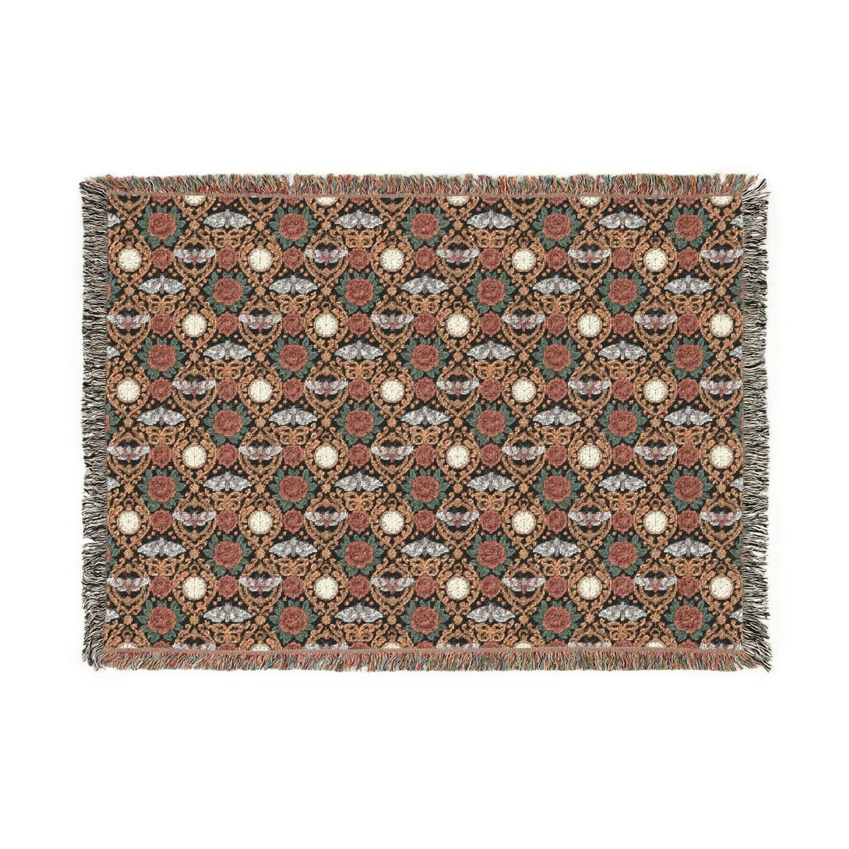 Victorian Gothmas Woven Blanket with gothic holiday colors and Victorian parlor design