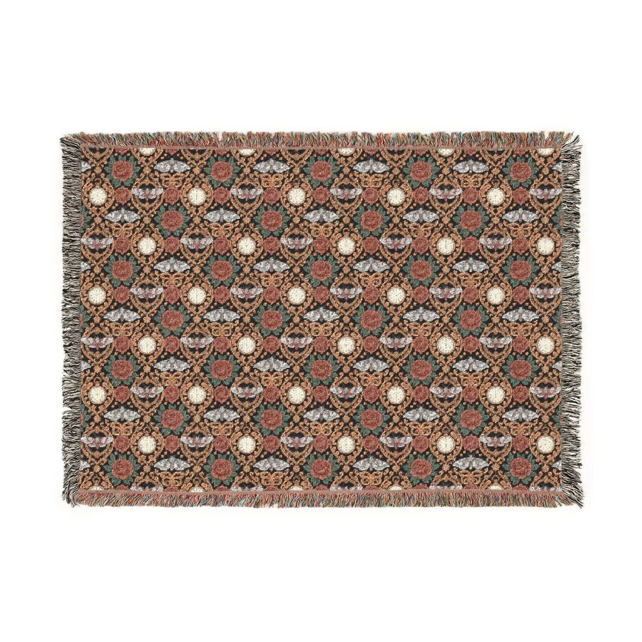 Victorian Gothmas Woven Blanket with gothic holiday colors and Victorian parlor design