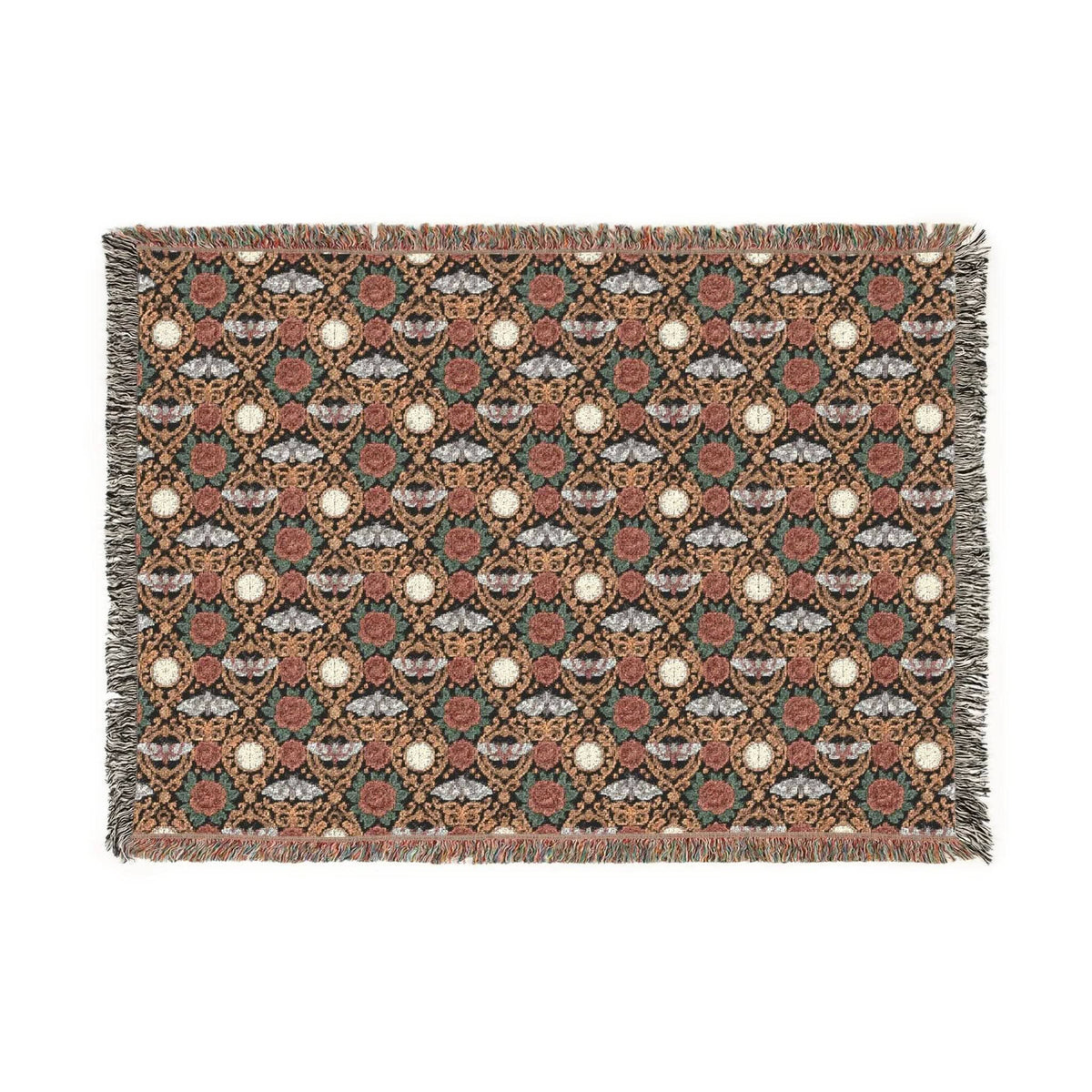 Victorian Gothmas Woven Blanket with gothic holiday colors and Victorian parlor design