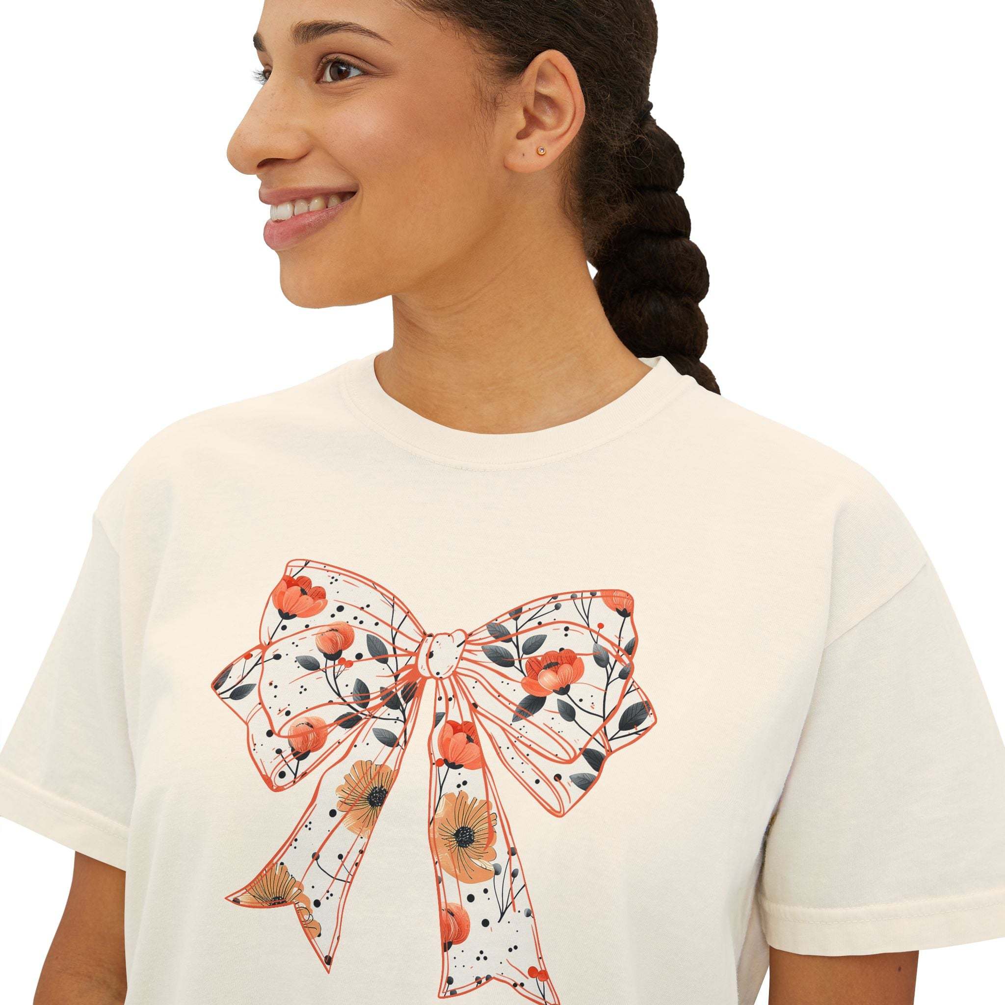 Women's Tee - Floral Coquette Bow Design