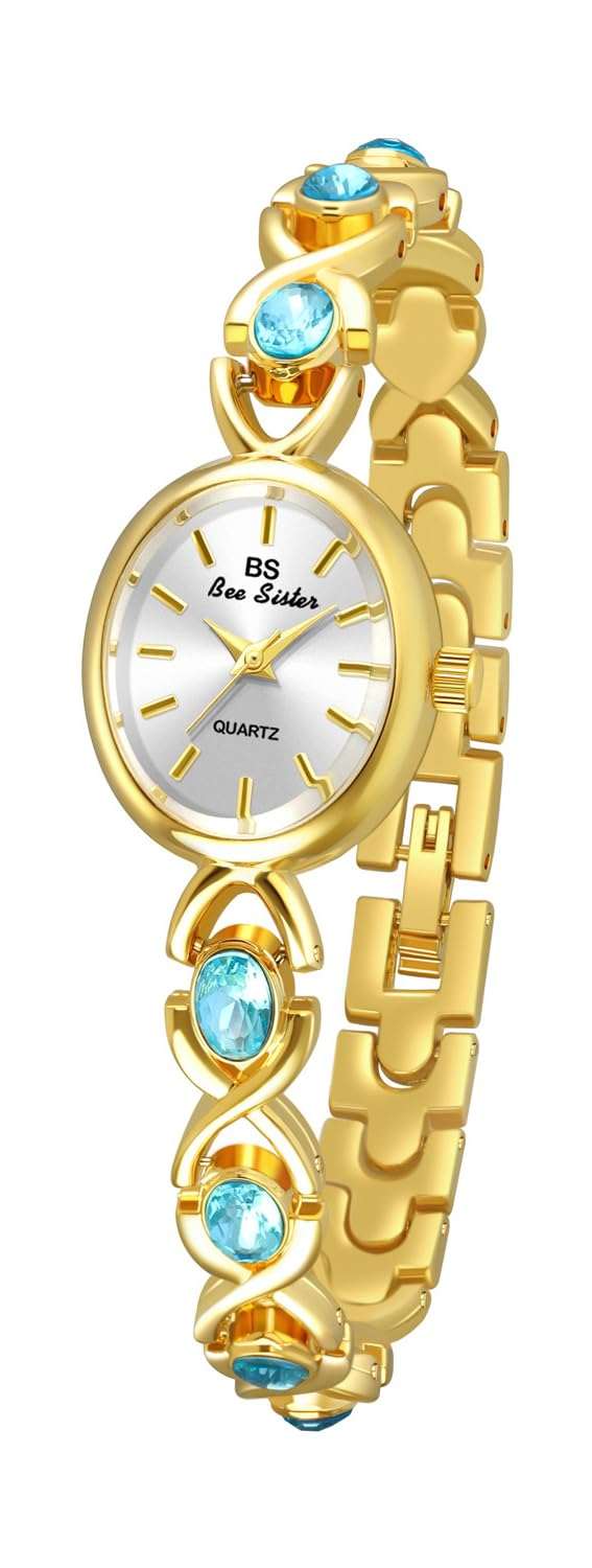 Elegant jade oval gold watch for women with dainty bracelet design