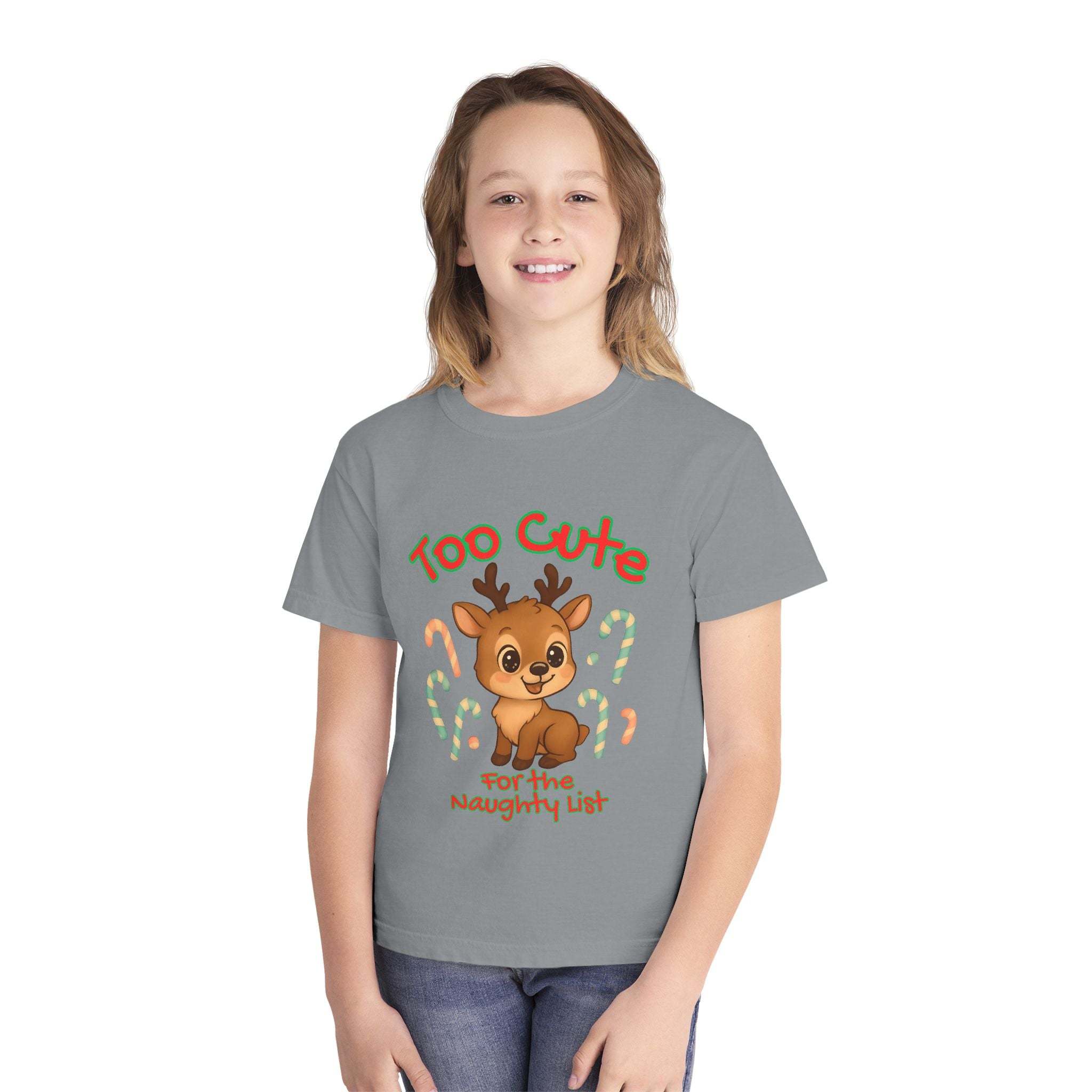 Youth Tee - Too Cute for the Naughty List Christmas Design