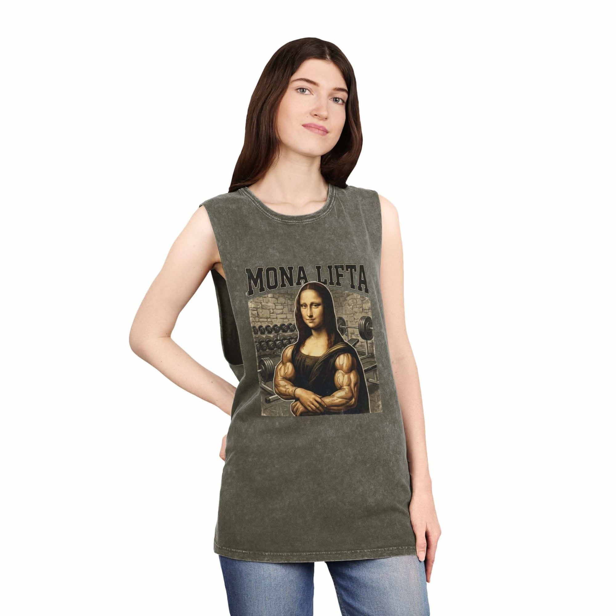 Mona Lifta muscle Mona Lisa tank top | vintage stonewash art tee
