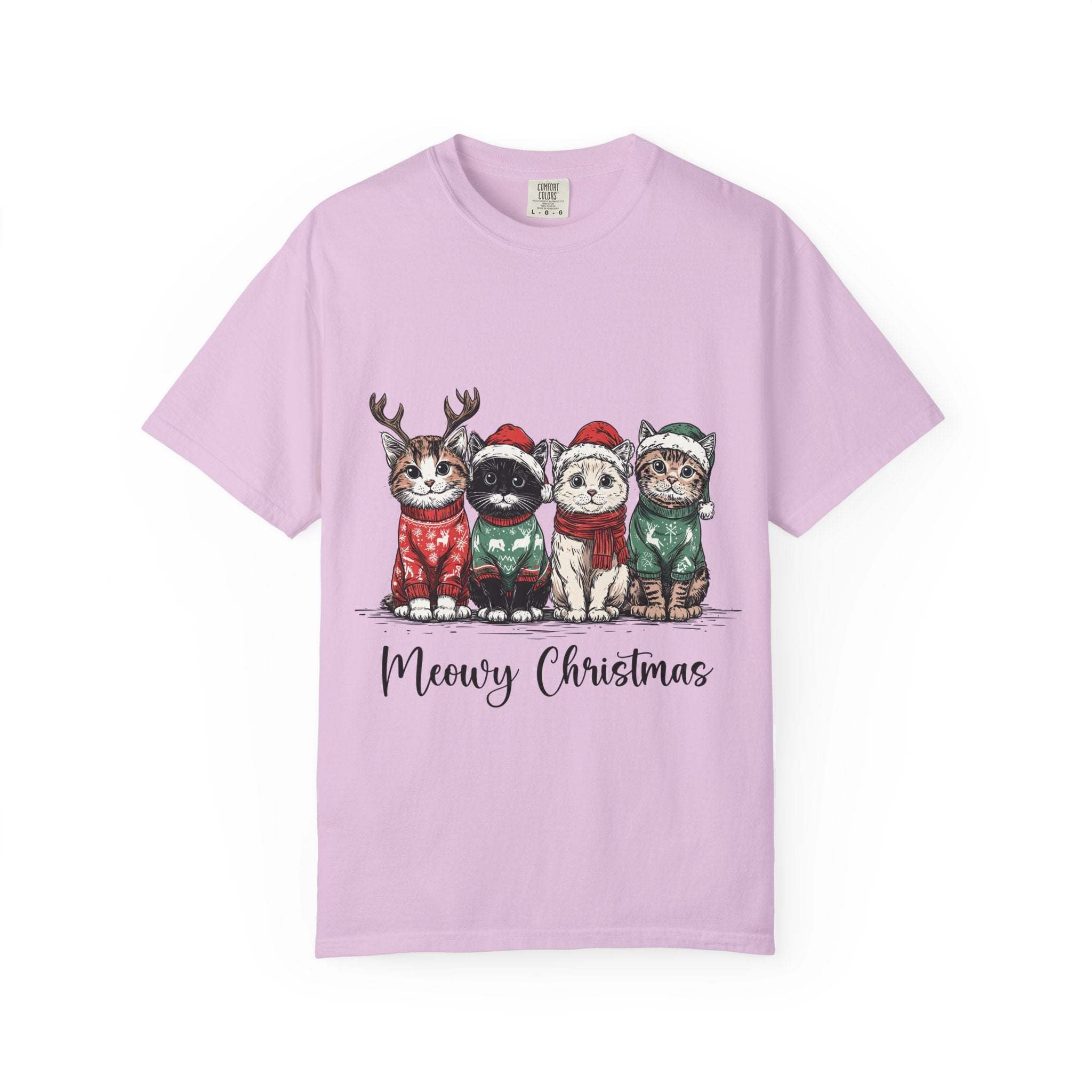 Meowy Christmas Cat Lover T-Shirt - Festive Holiday Tee