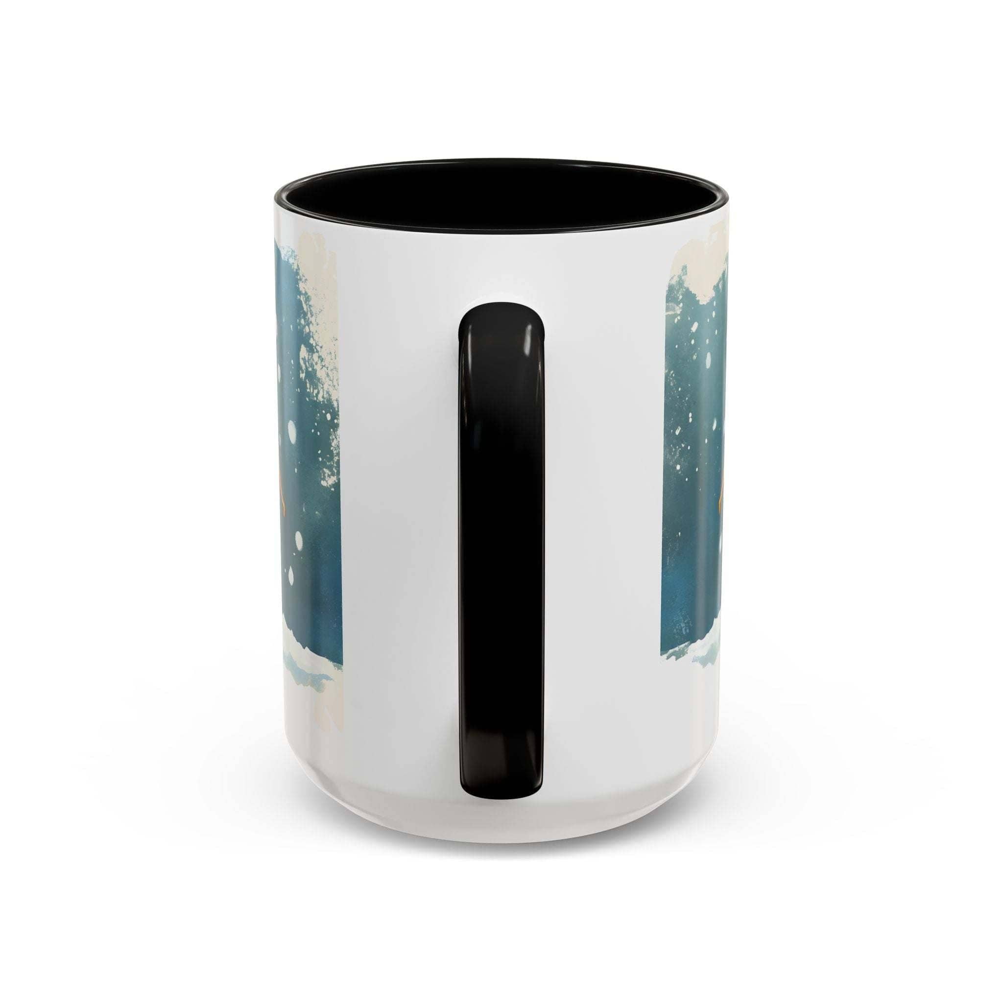 Silver tumbler with black handle on a white background
