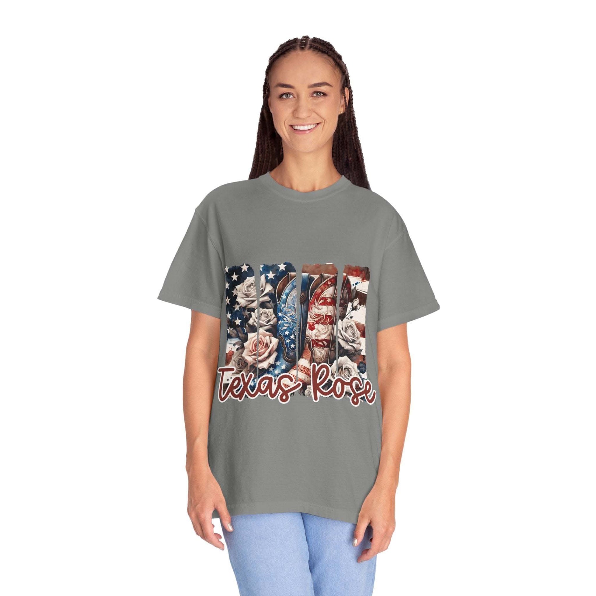 Texas Rose T-Shirt soft cotton tee with faded hue and relaxed fit inspired by Texas wild rose