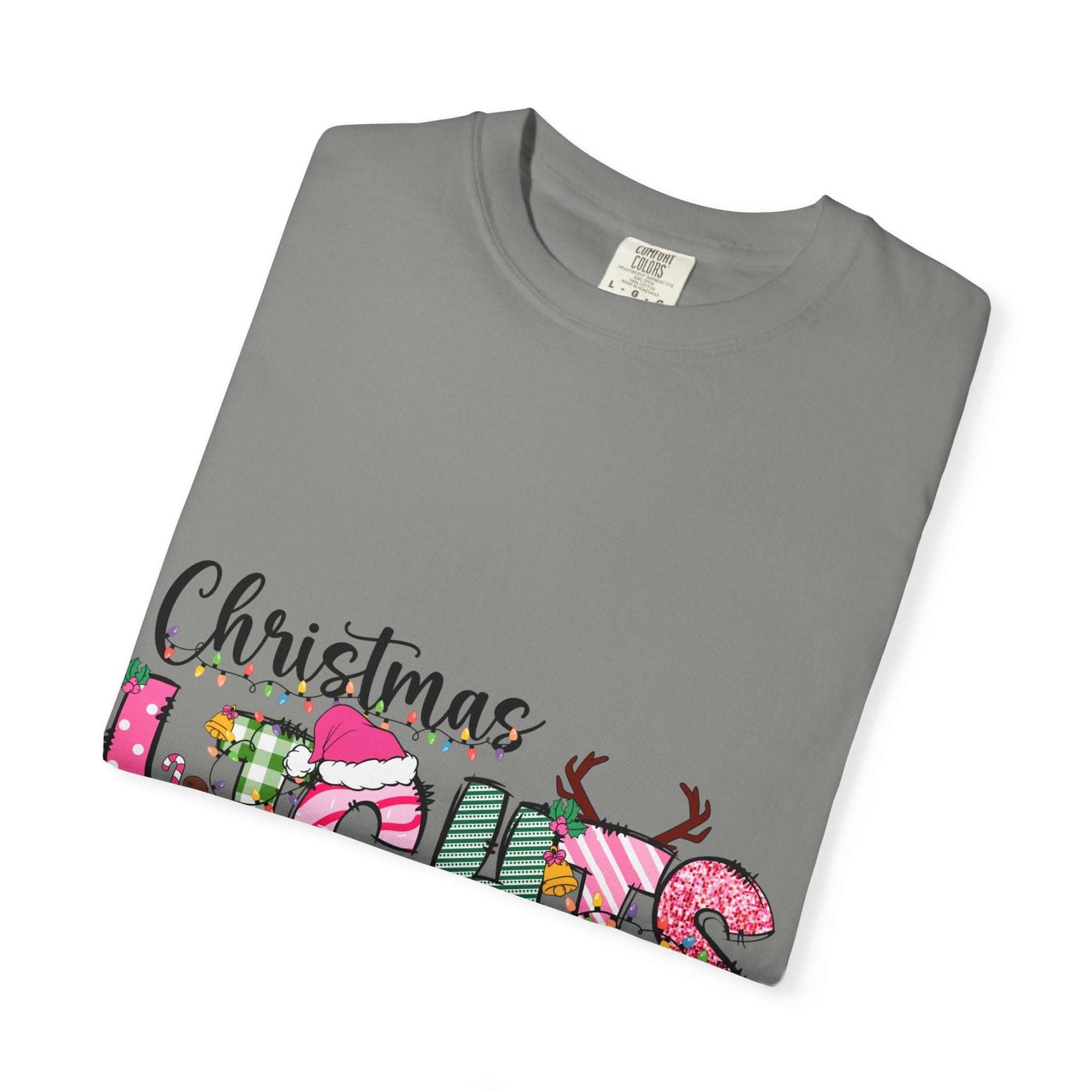 Christmas Lights Are My Favorite Color t-shirt in garment-dyed cotton with cozy holiday text design