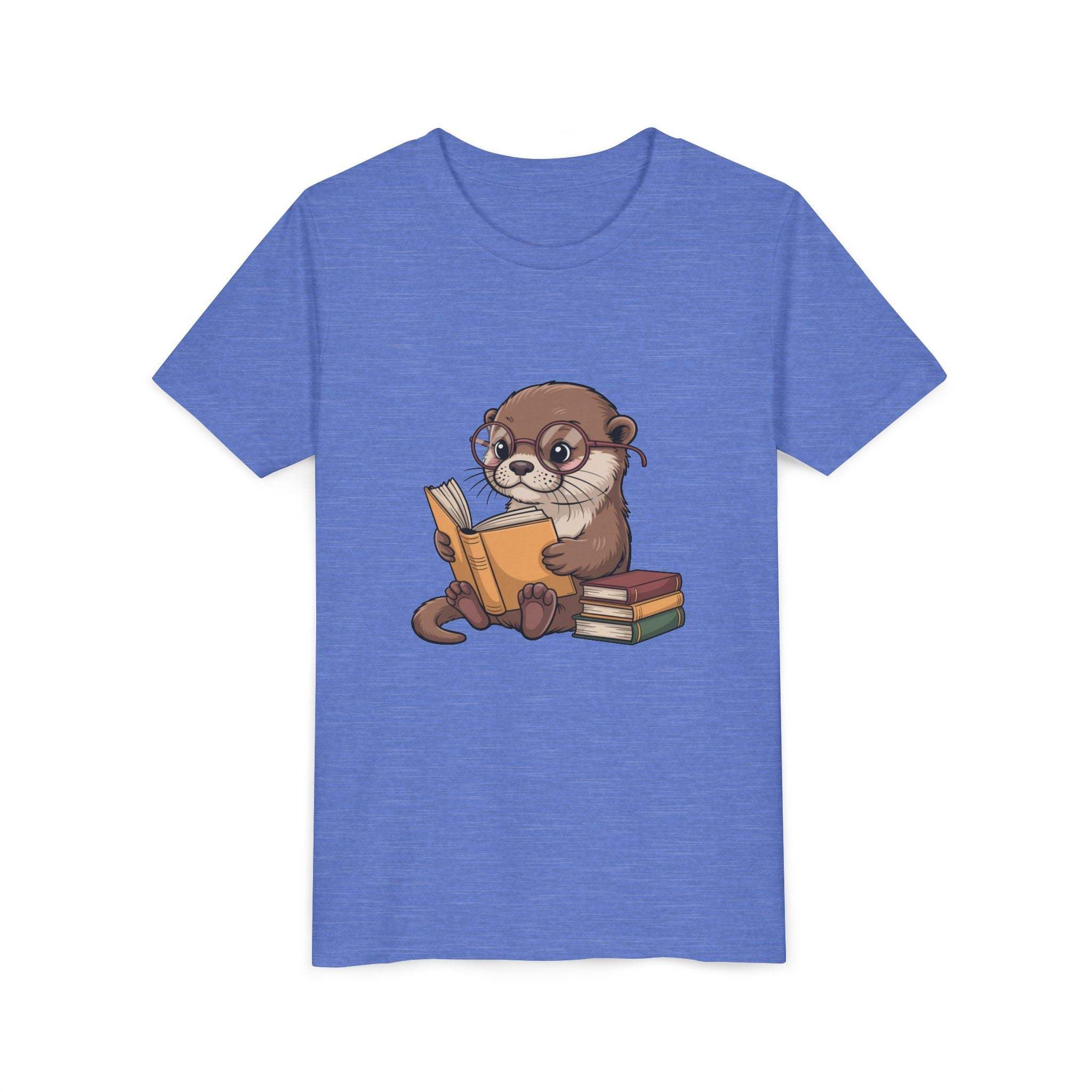 Youth tee featuring a reading otter design, lightweight and breathable for kids' comfort and style