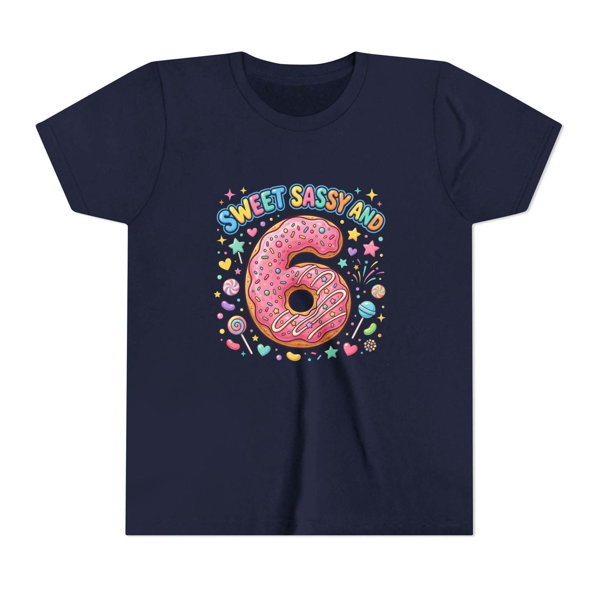 Sweet Sassy and 6 Youth Tee | Donut Number Six Birthday Shirt