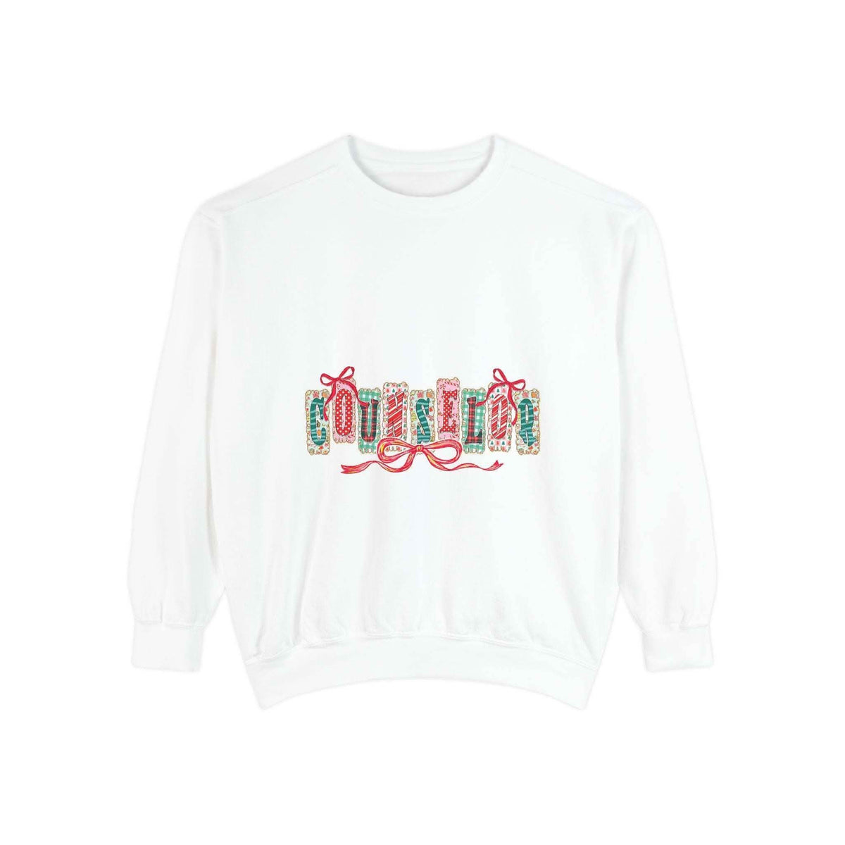 True Navy garment-dyed sweatshirt with festive Christmas design, perfect for holiday apparel by Printify