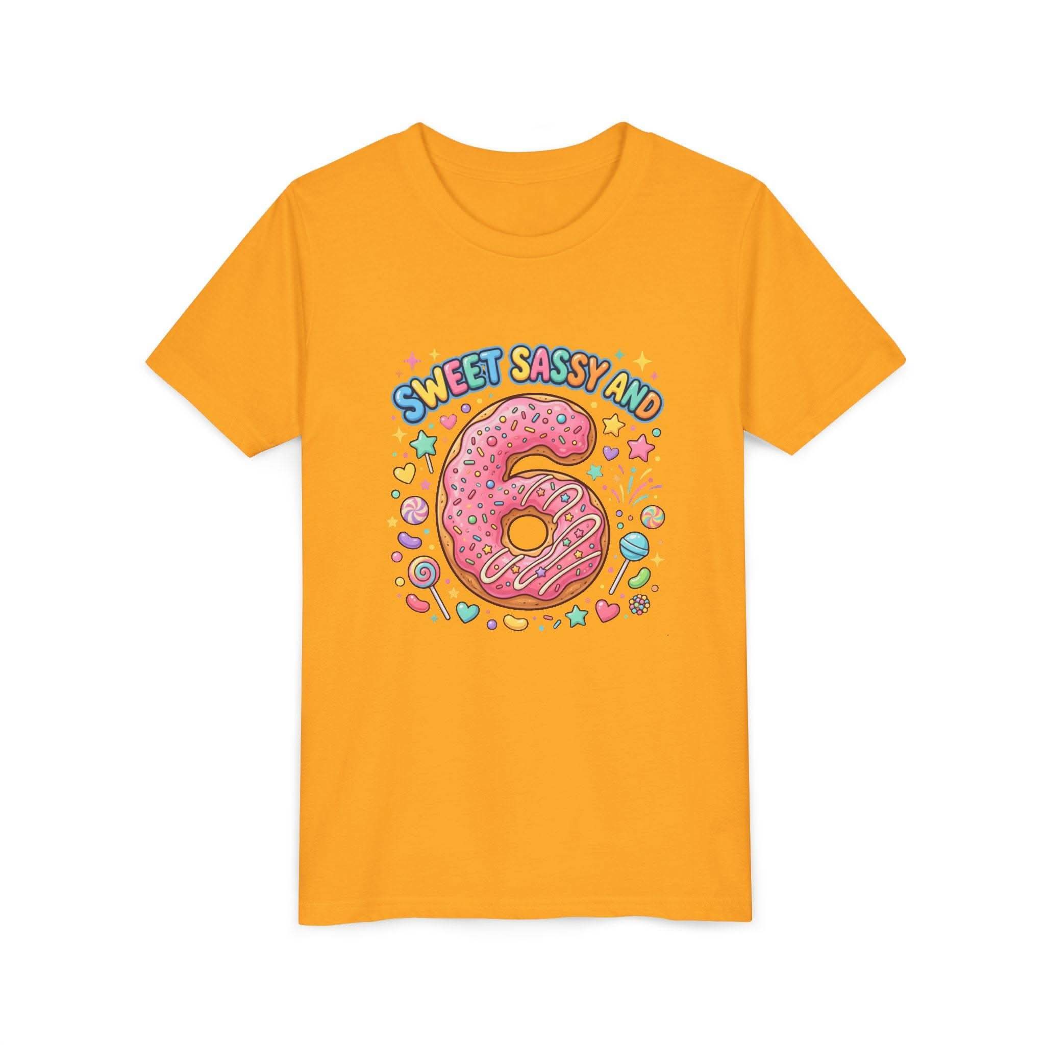 Sweet Sassy and 6 Youth Tee | Donut Number Six Birthday Shirt