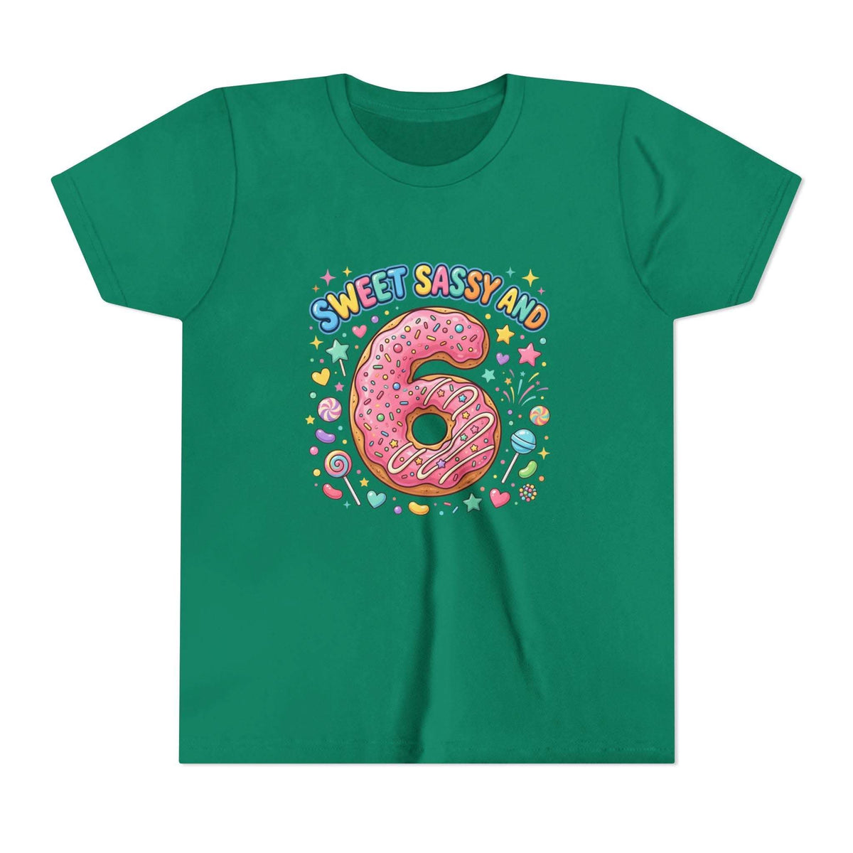 Sweet Sassy and 6 Youth Tee | Donut Number Six Birthday Shirt