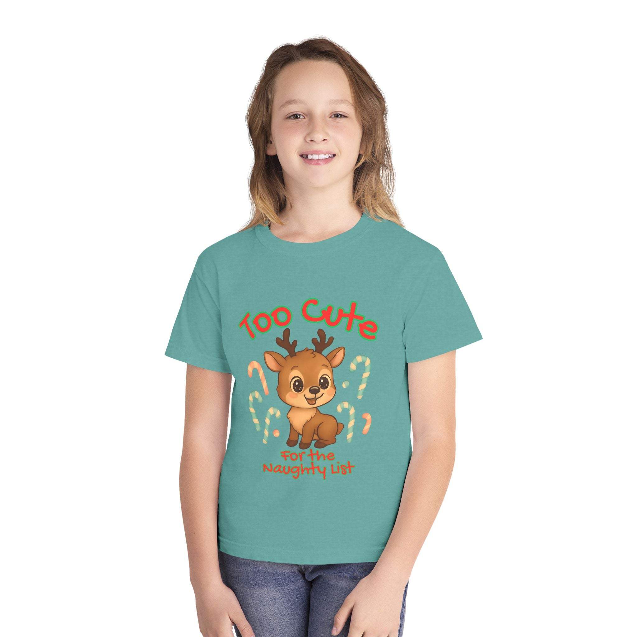 Youth Tee - Too Cute for the Naughty List Christmas Design