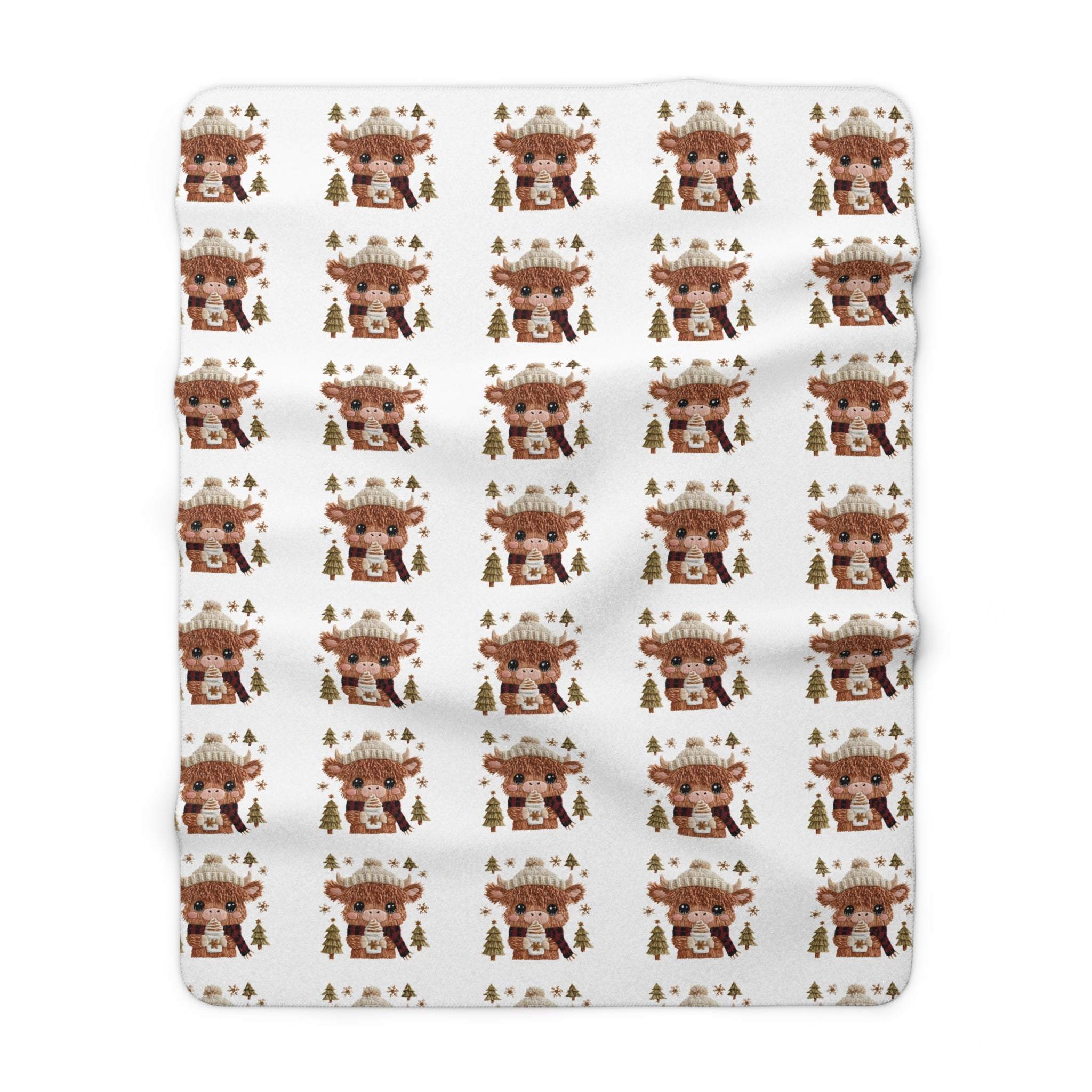 Cute Highland Cow Sherpa Blanket — Cozy Fleece Throw for Animal Lovers