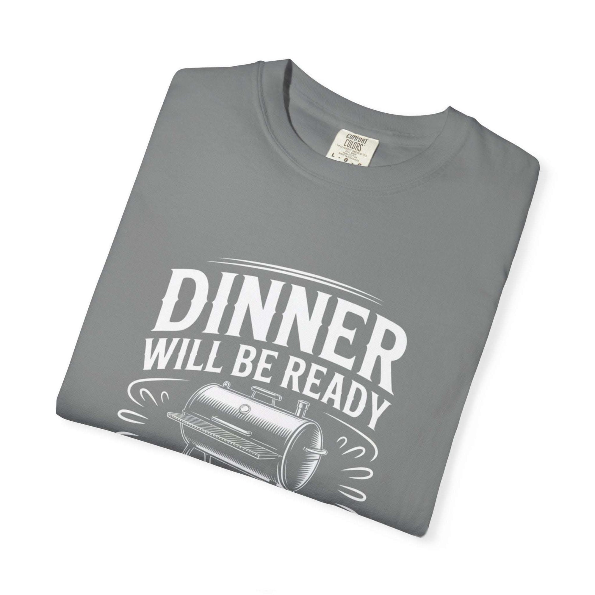Dinner Will Be Ready in 18 Hours meat smoker t-shirt for BBQ enthusiasts