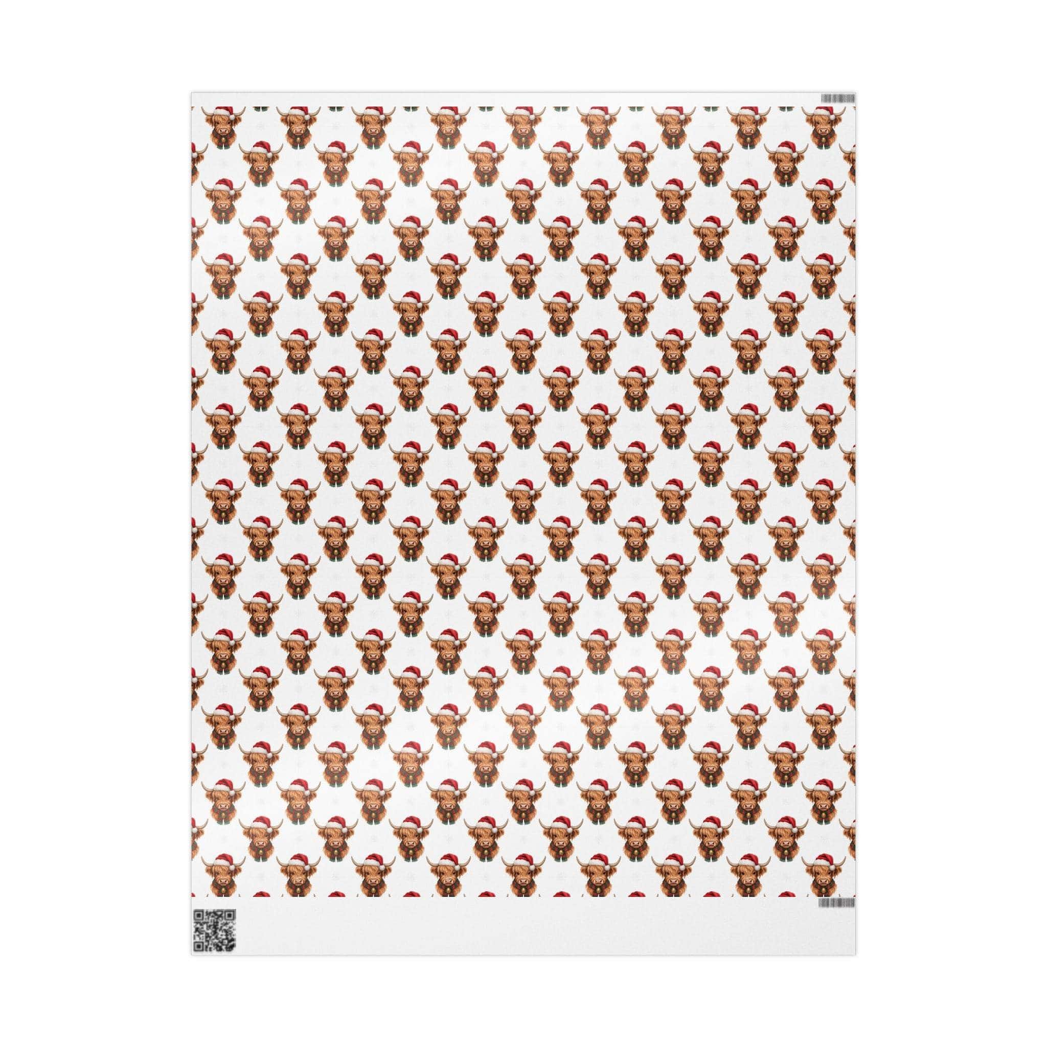 Santa Highland Cows Christmas gift wrapping paper with high-definition print on thick art paper