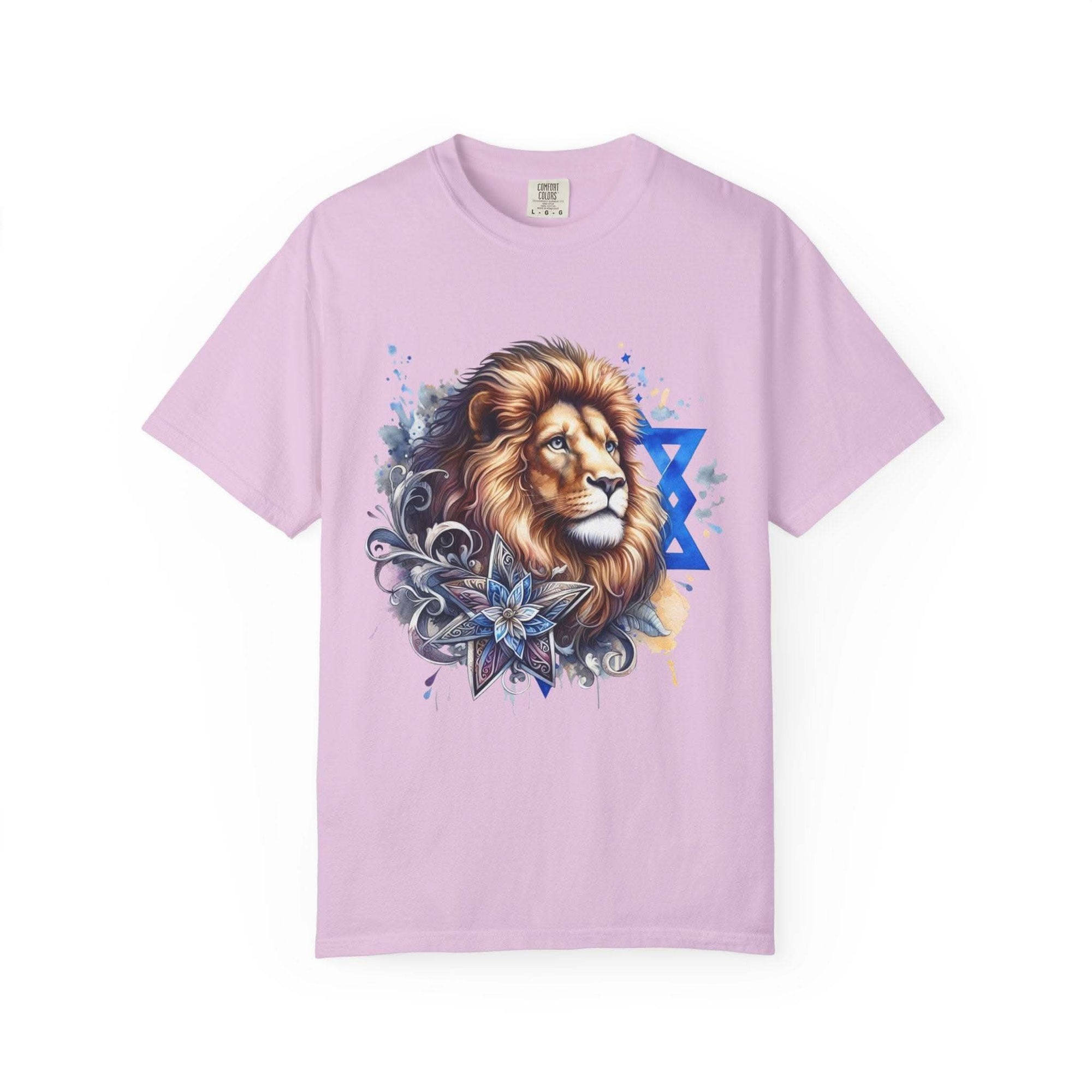Lion of Judah T-Shirt with bold Jewish pride graphic on soft garment-dyed cotton tee