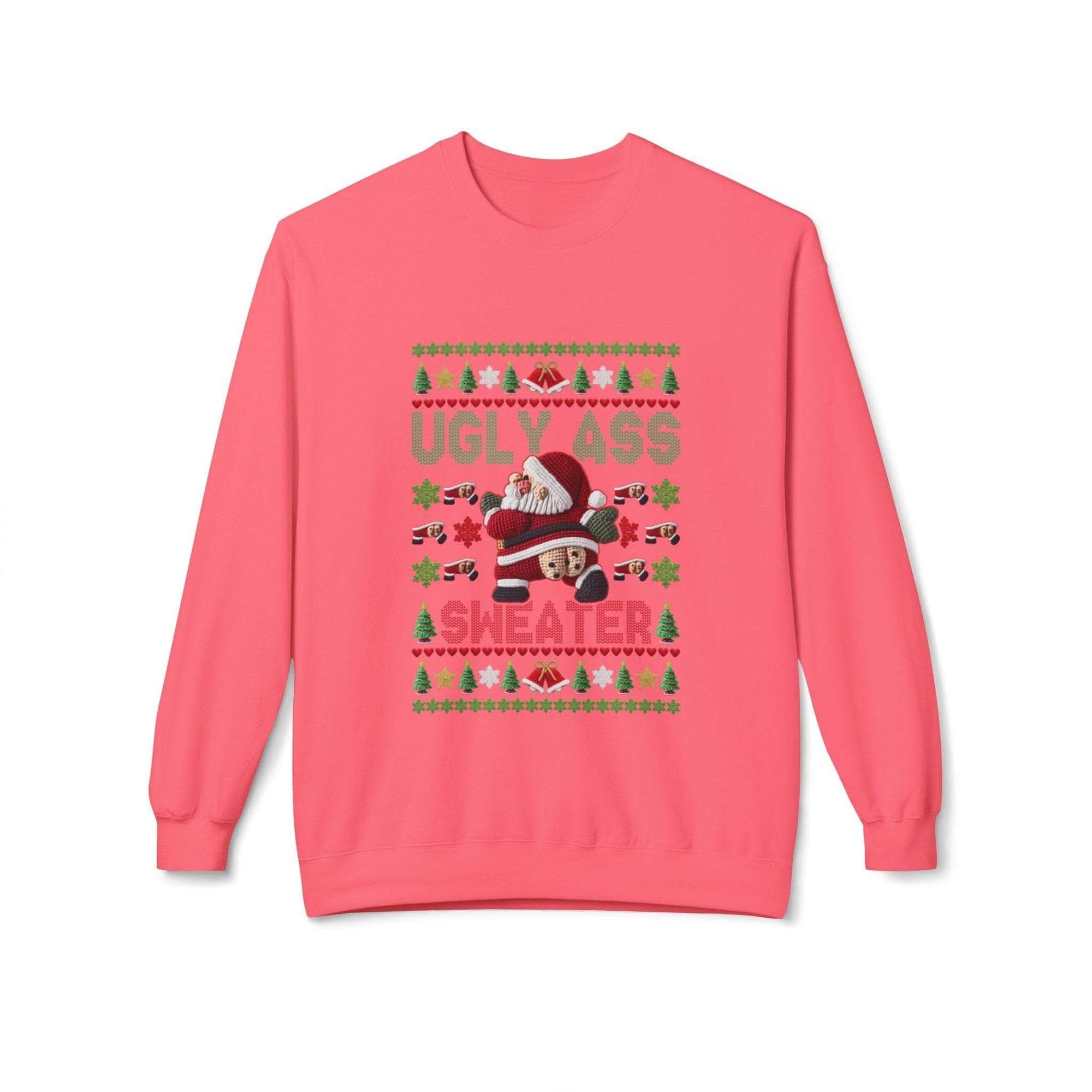 Charcoal Ugly Ass Christmas Sweater by Printify, festive humor design, crew neck, size S