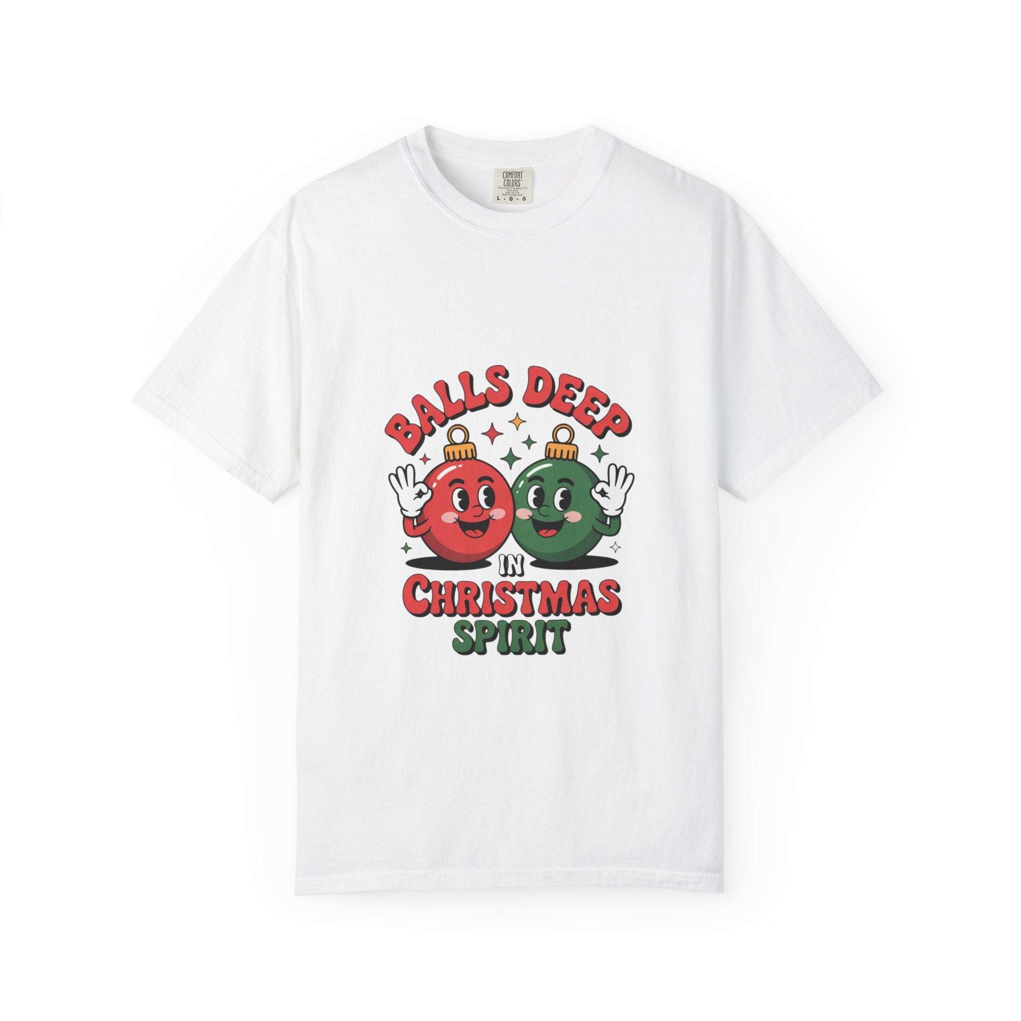 Balls Deep In Christmas Spirit T-shirt - Red Funny Holiday Tee