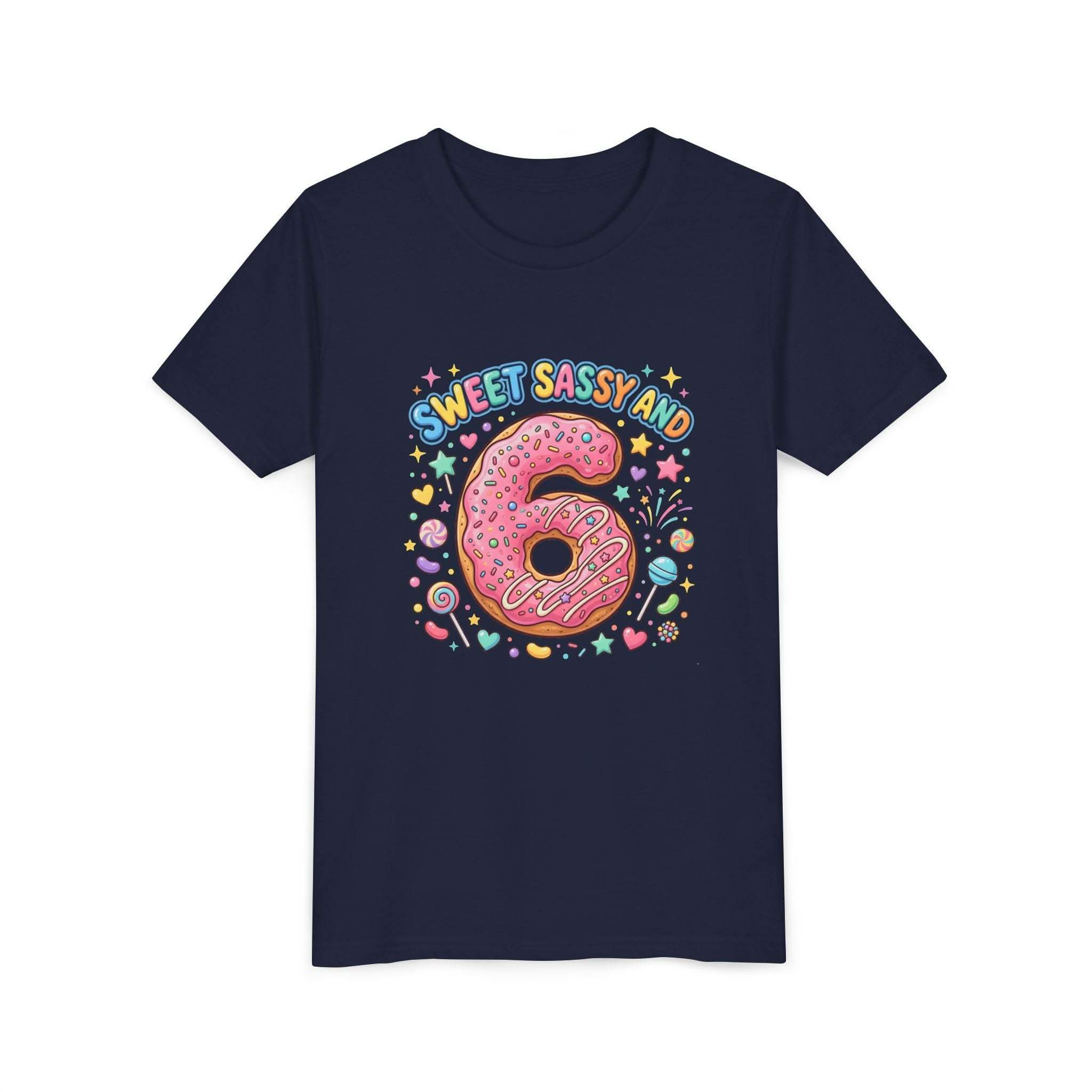 Sweet Sassy and 6 Youth Tee | Donut Number Six Birthday Shirt