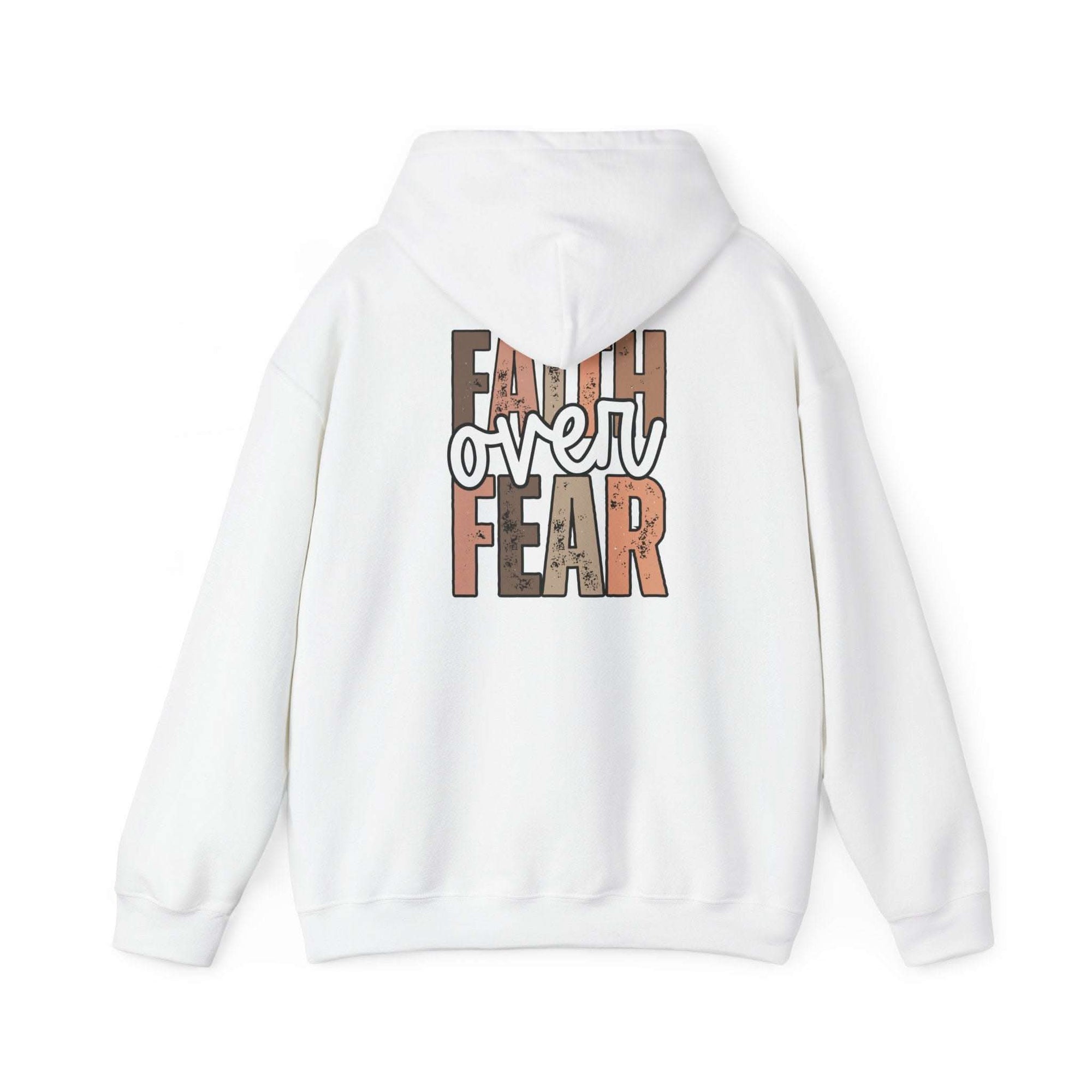 Faith Over Fear Hoodie with Walk by Faith inspirational Christian sweatshirt design